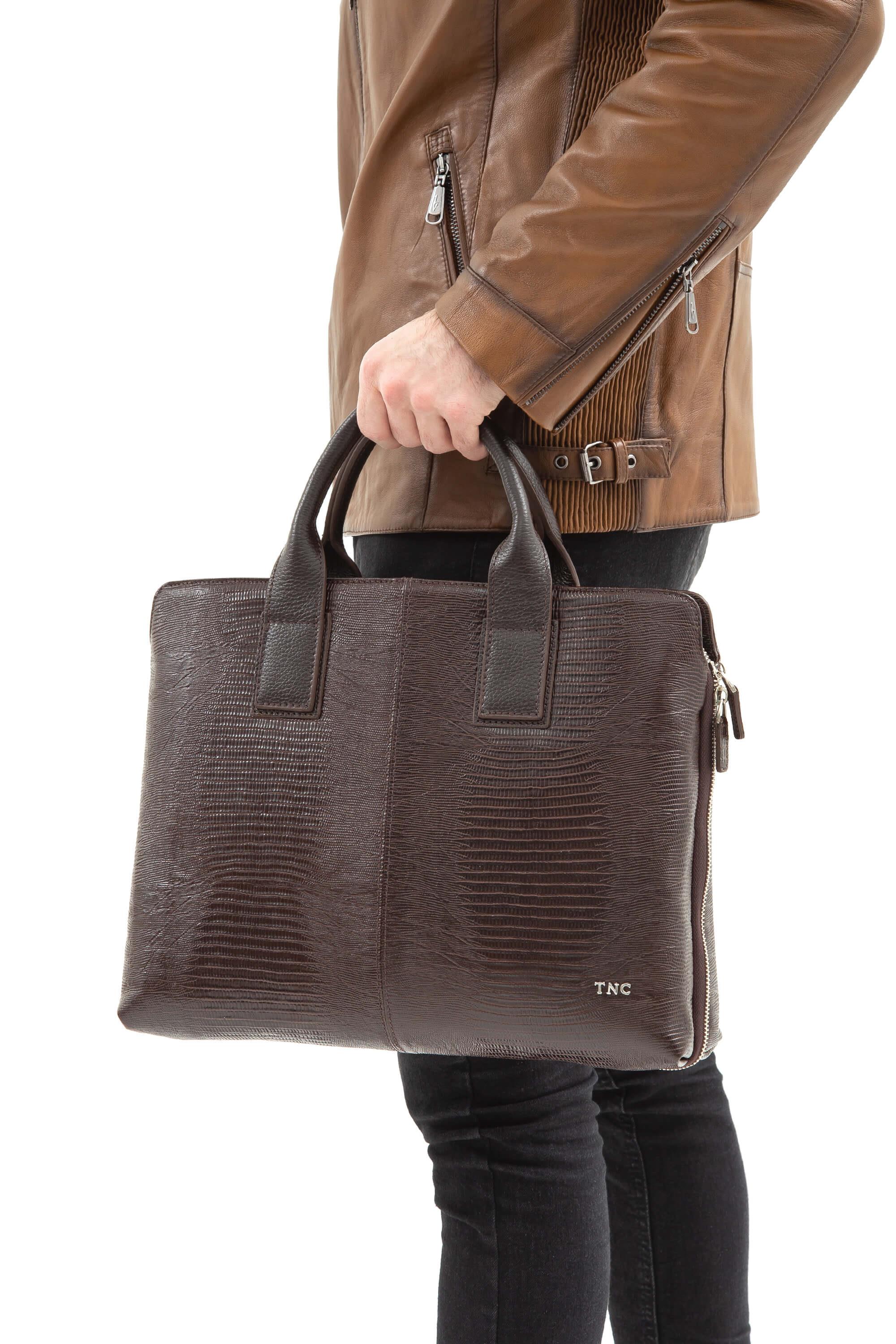 Tamer Tanca Erkek Hakiki Deri Kahverengi Evrak Çantası