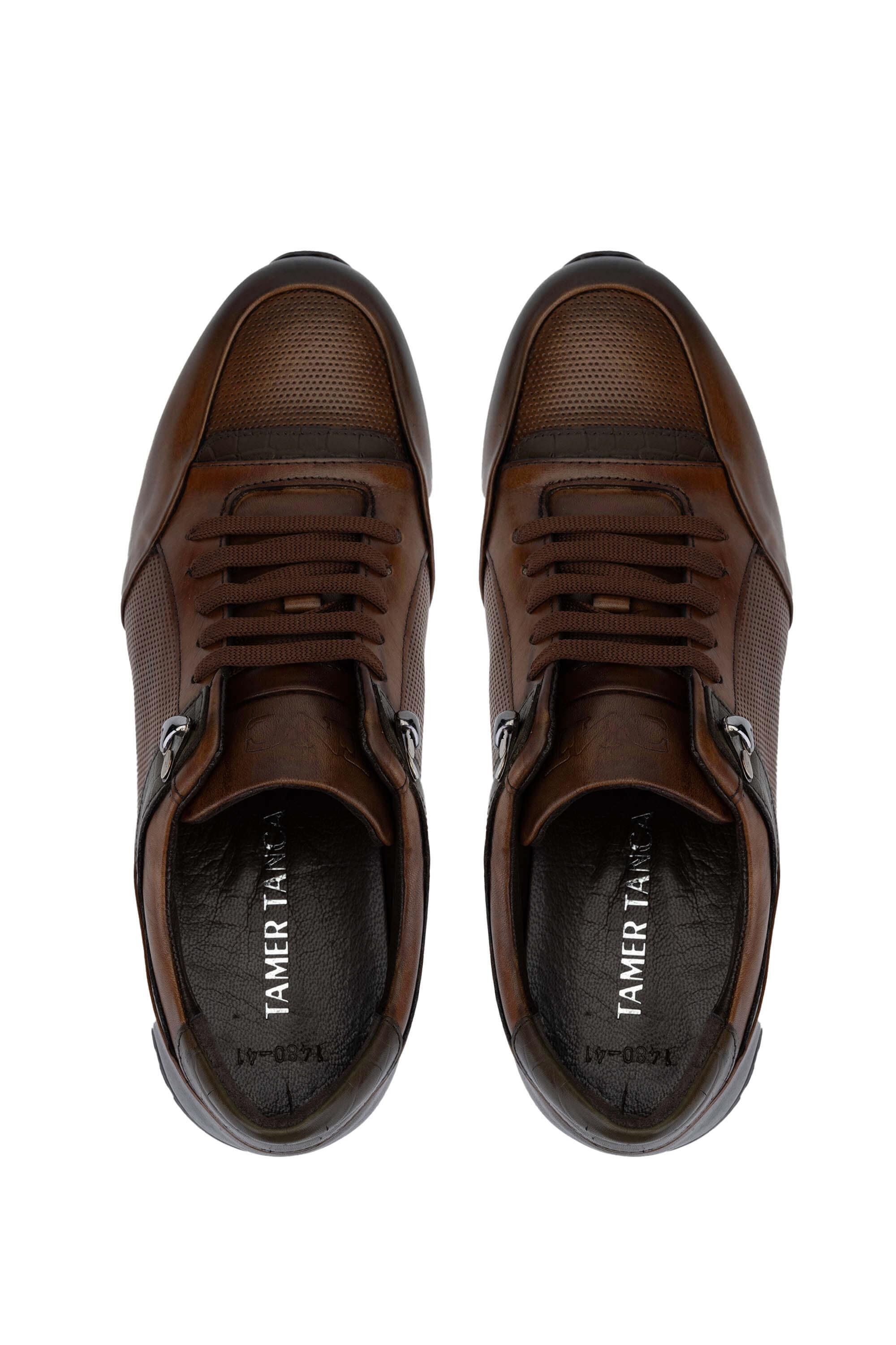 Tamer Tanca Erkek Hakiki Deri Kahverengi Sneakers & Spor Ayakkabı