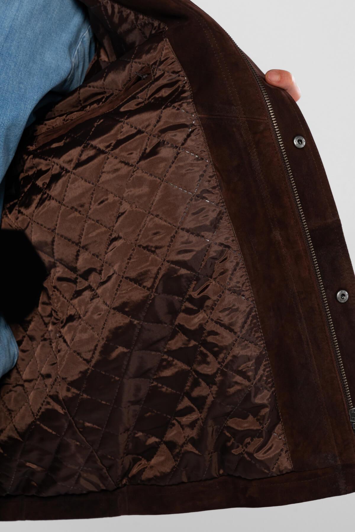 Tamer Tanca Erkek Hakiki Deri Kahverengi Nubuk Deri Mont