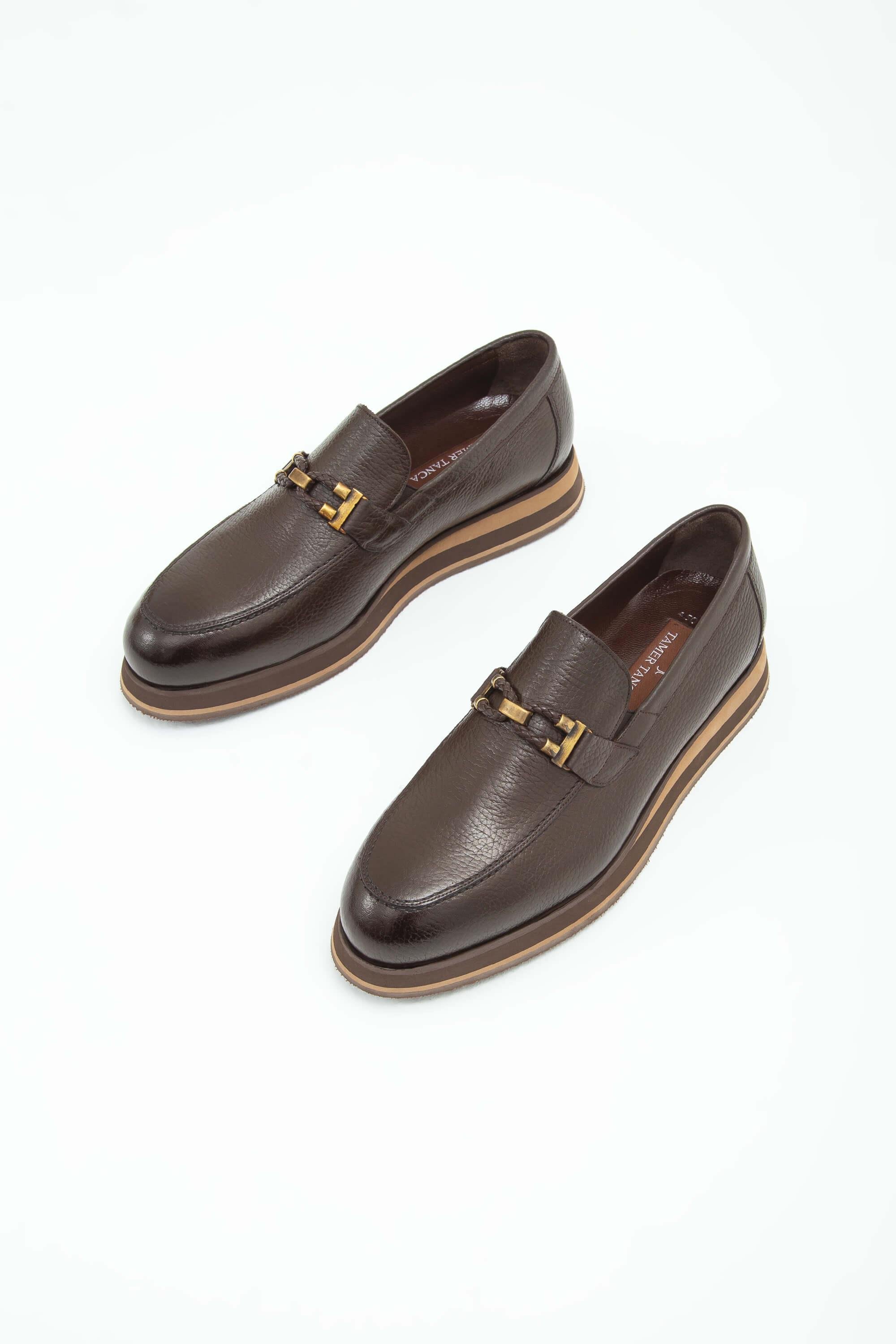 Tamer Tanca Erkek Hakiki Deri Kahverengi Loafer Ayakkabı