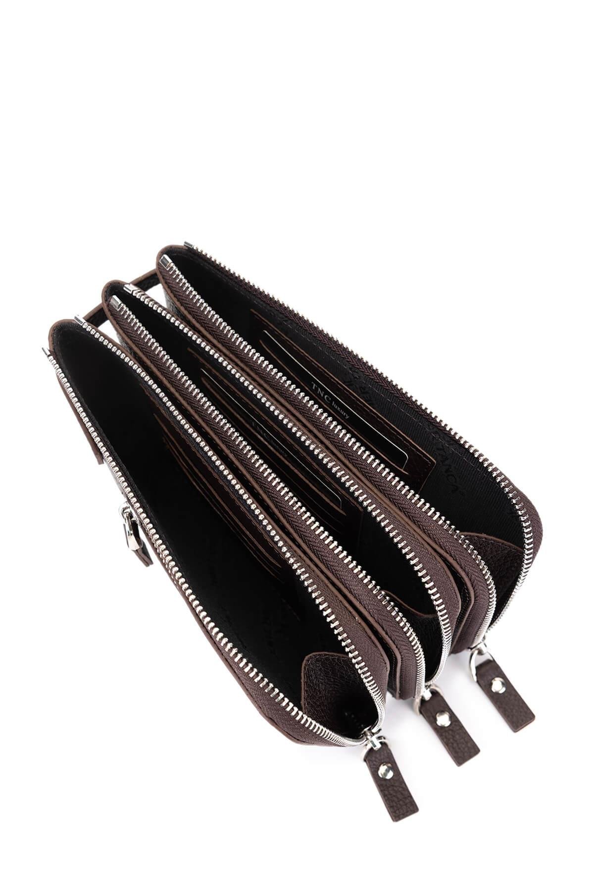 Tamer Tanca Erkek Hakiki Deri Kahverengi El Çantası