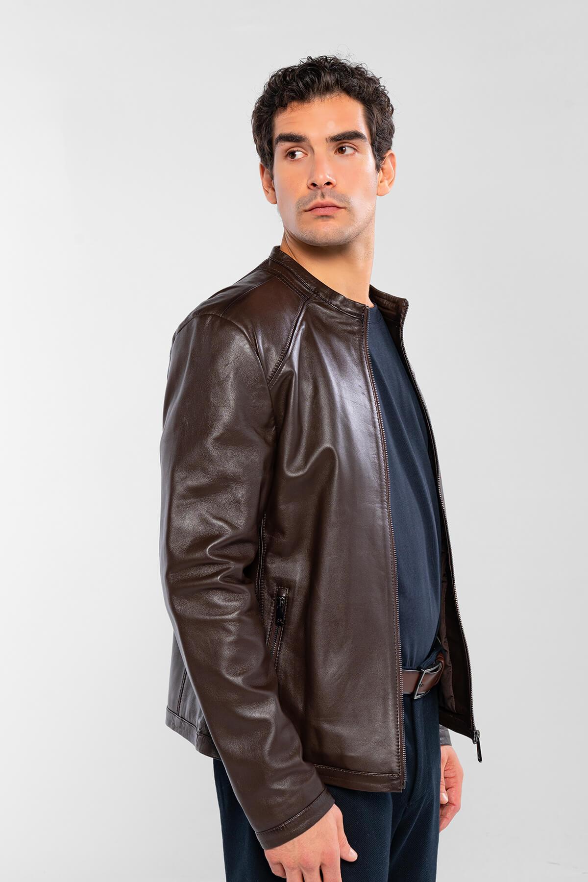 Tamer Tanca Erkek Hakiki Deri Kahverengi Deri Mont