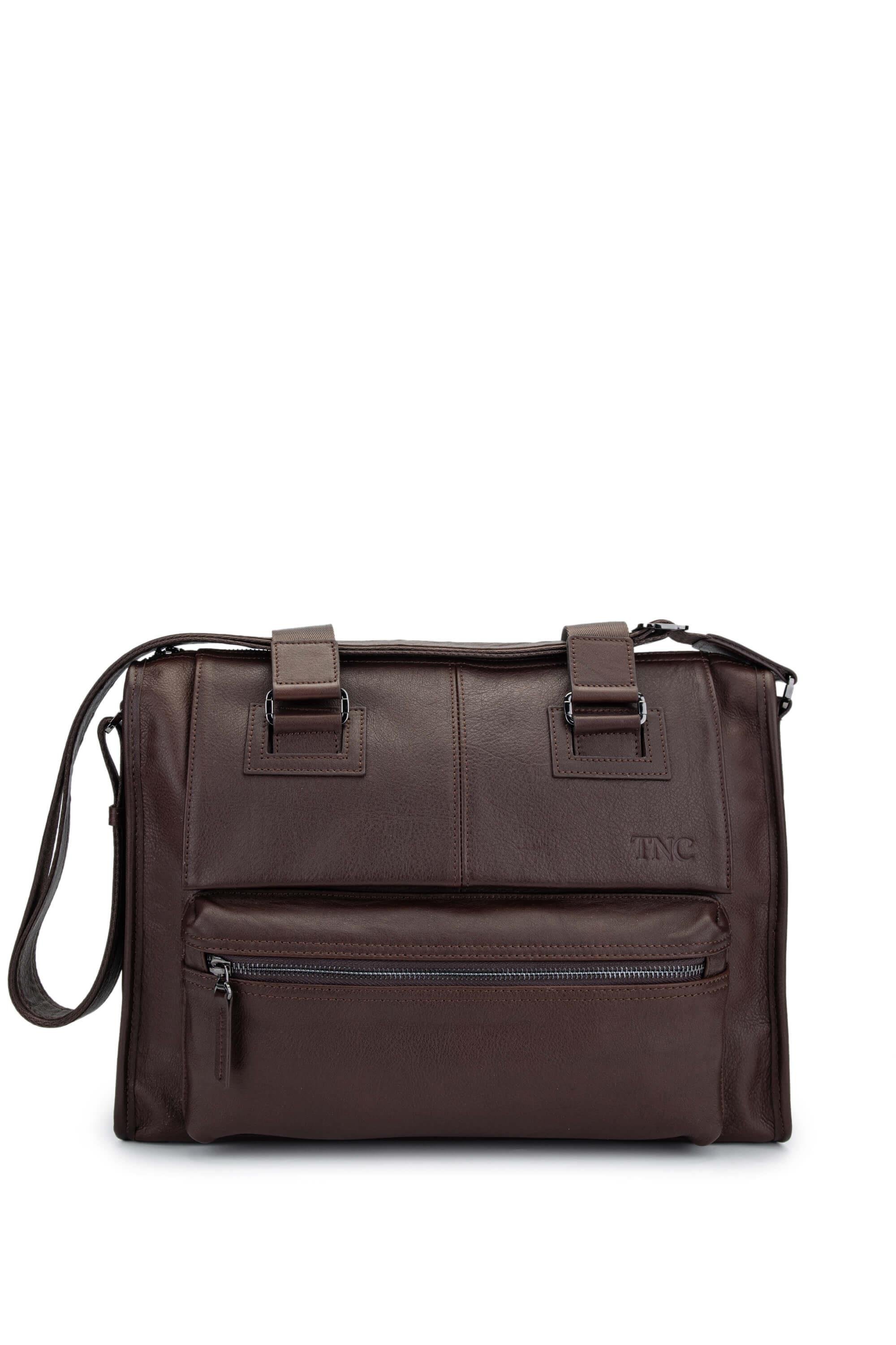 Tamer Tanca Erkek Hakiki Deri Kahverengi Evrak Çantası