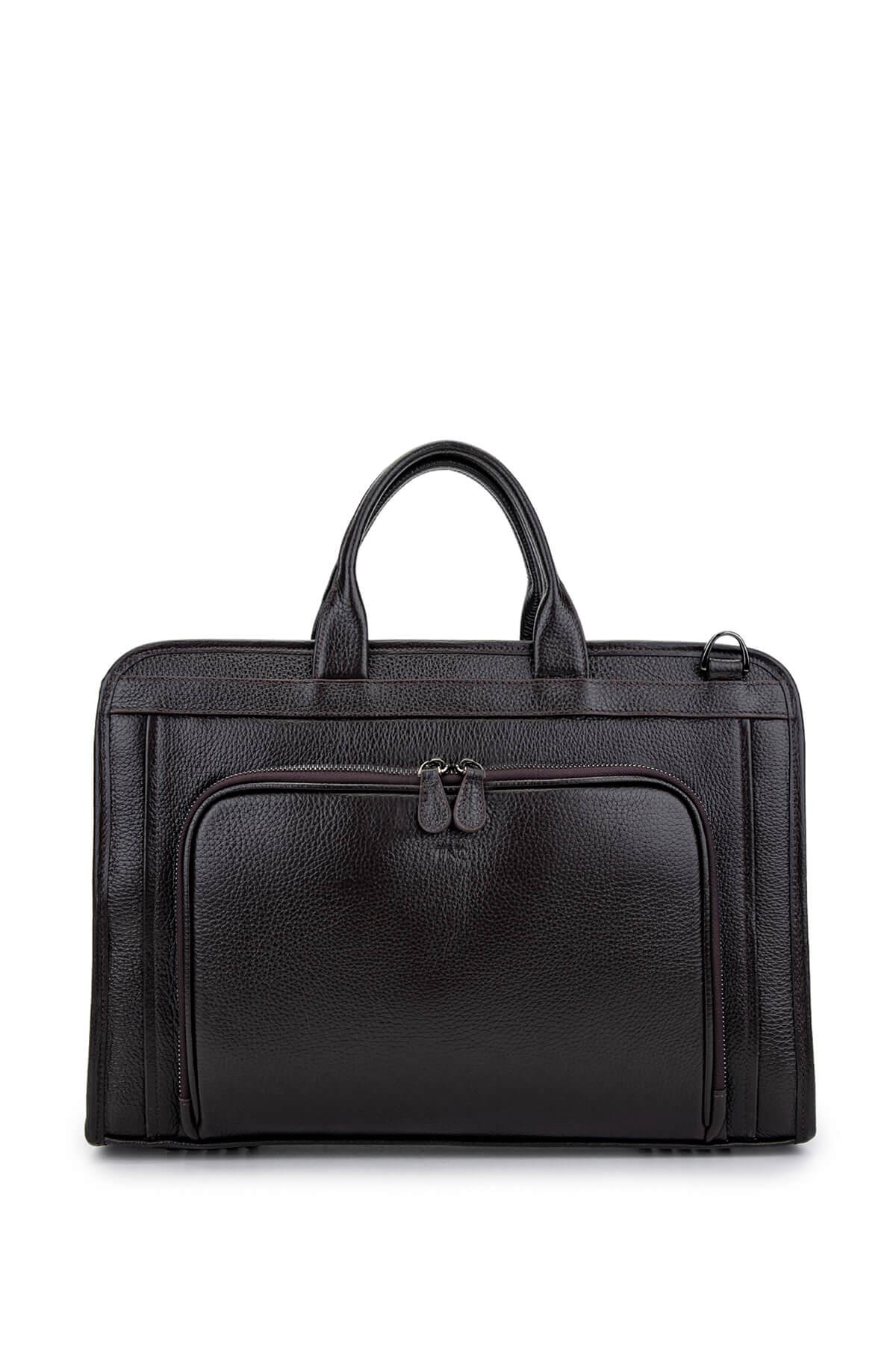 Tamer Tanca Erkek Hakiki Deri Kahverengi Evrak Çantası