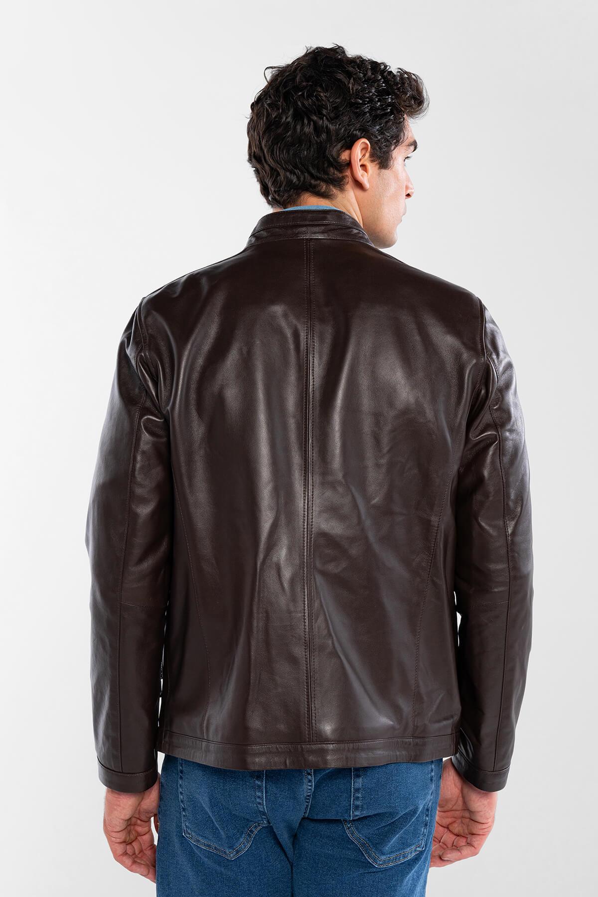 Tamer Tanca Erkek Hakiki Deri Kahverengi Deri Mont