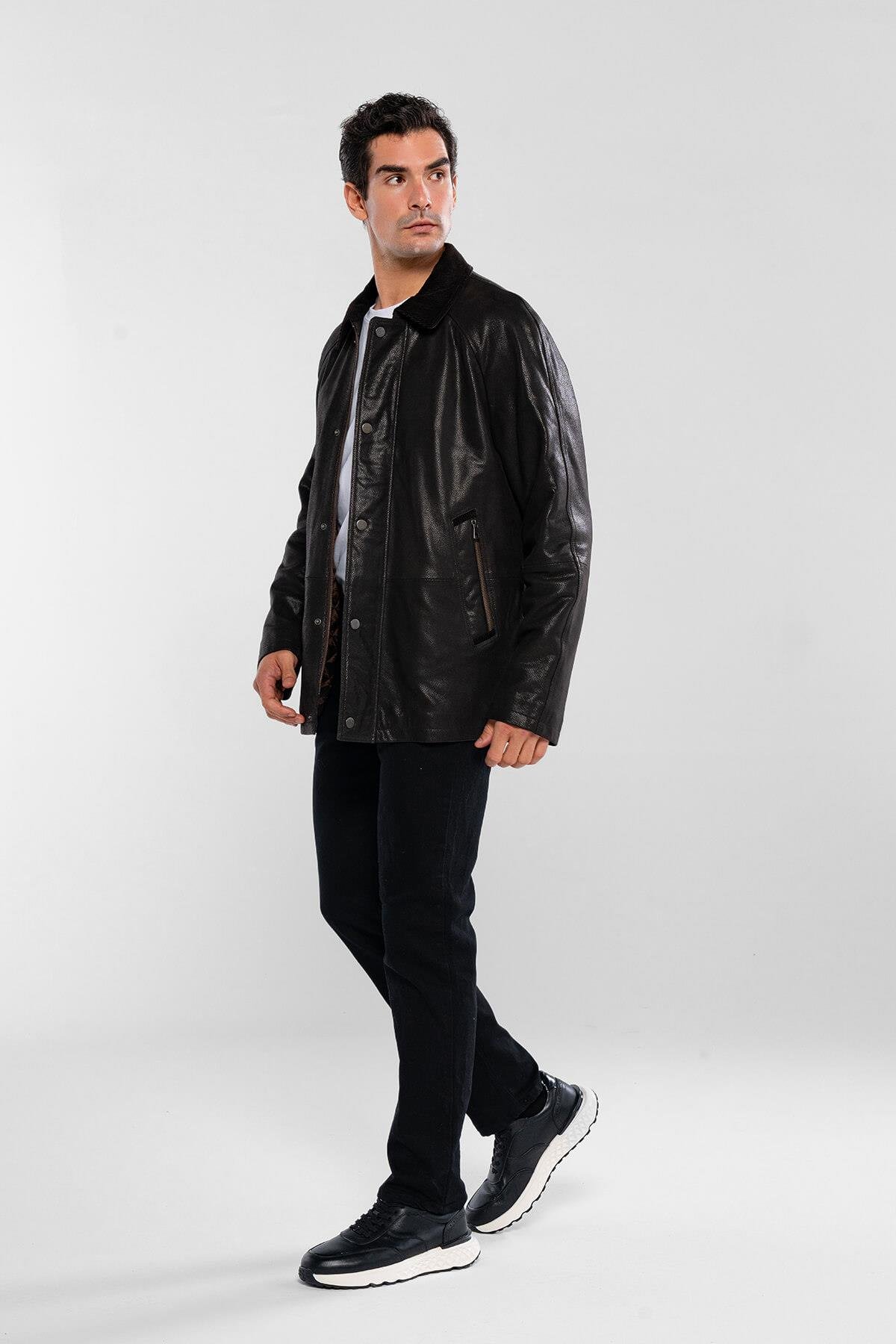 Tamer Tanca Erkek Hakiki Deri Kahverengi Deri Mont