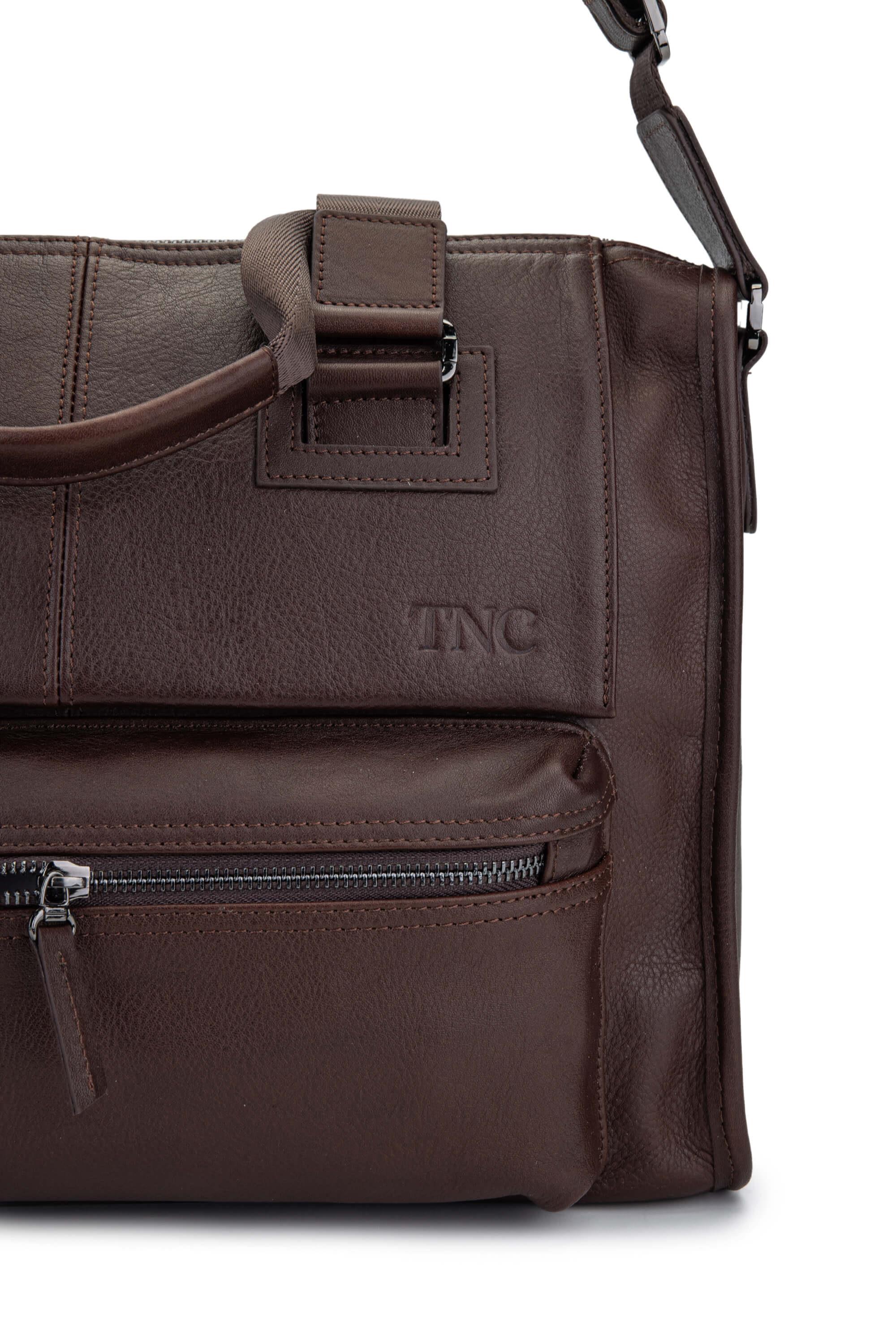 Tamer Tanca Erkek Hakiki Deri Kahverengi Evrak Çantası