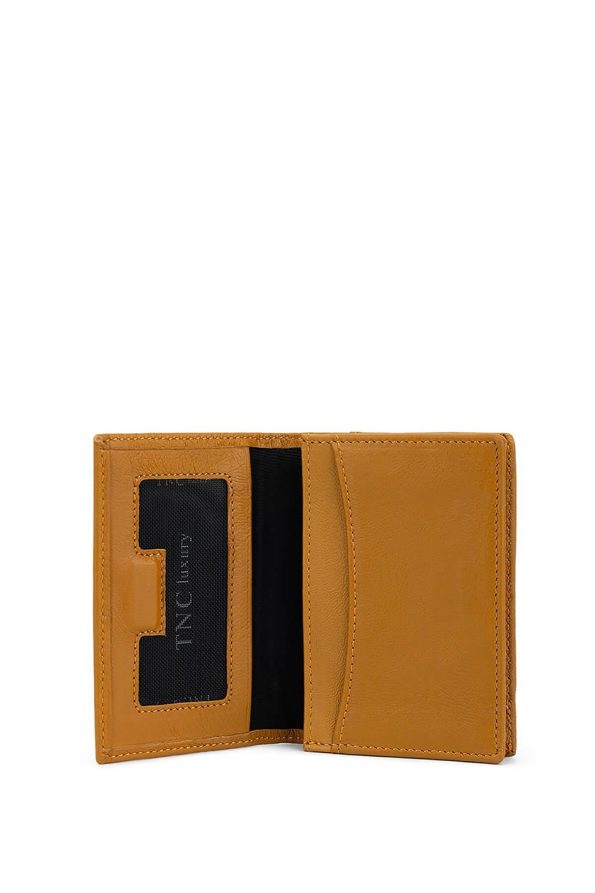 Tamer Tanca Erkek Hakiki Deri Koyu Hardal Kartlık