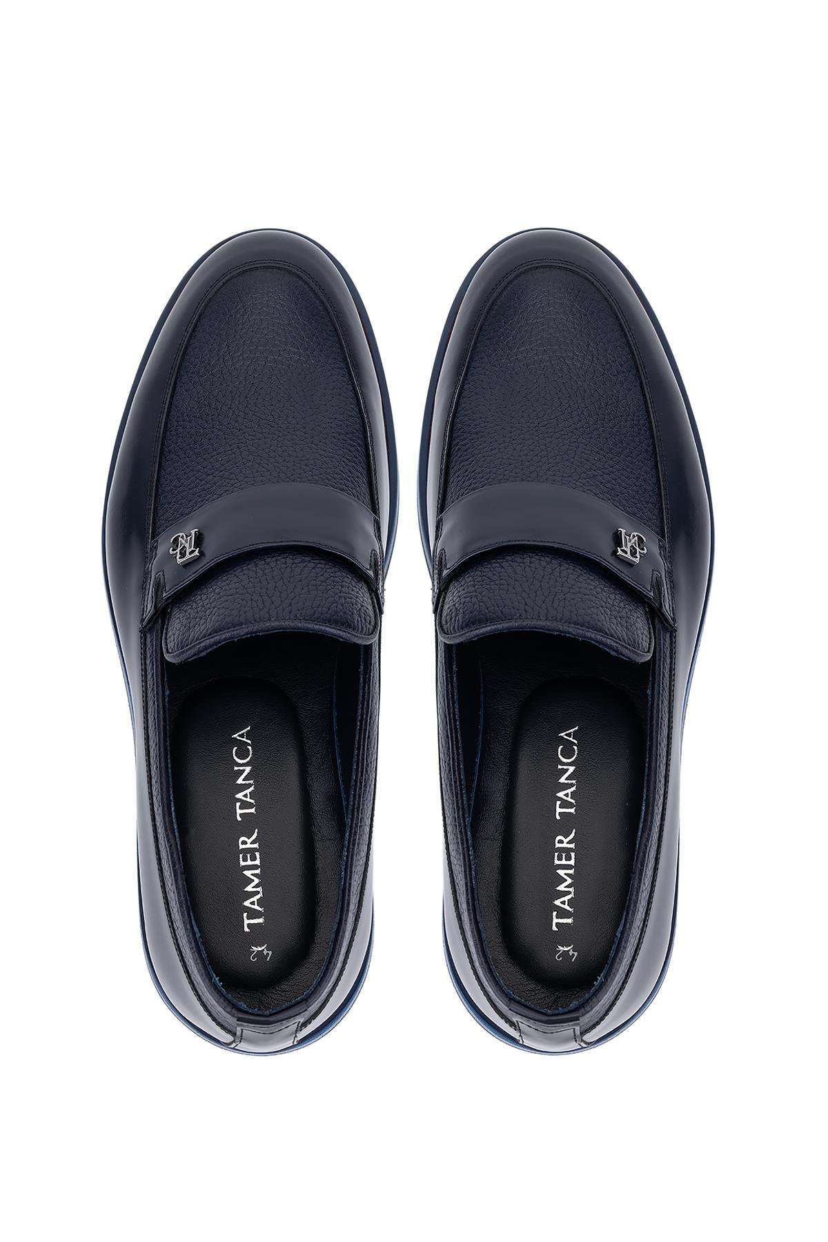 Tamer Tanca Erkek Hakiki Deri Lacivert Açma Casual Ayakkabı