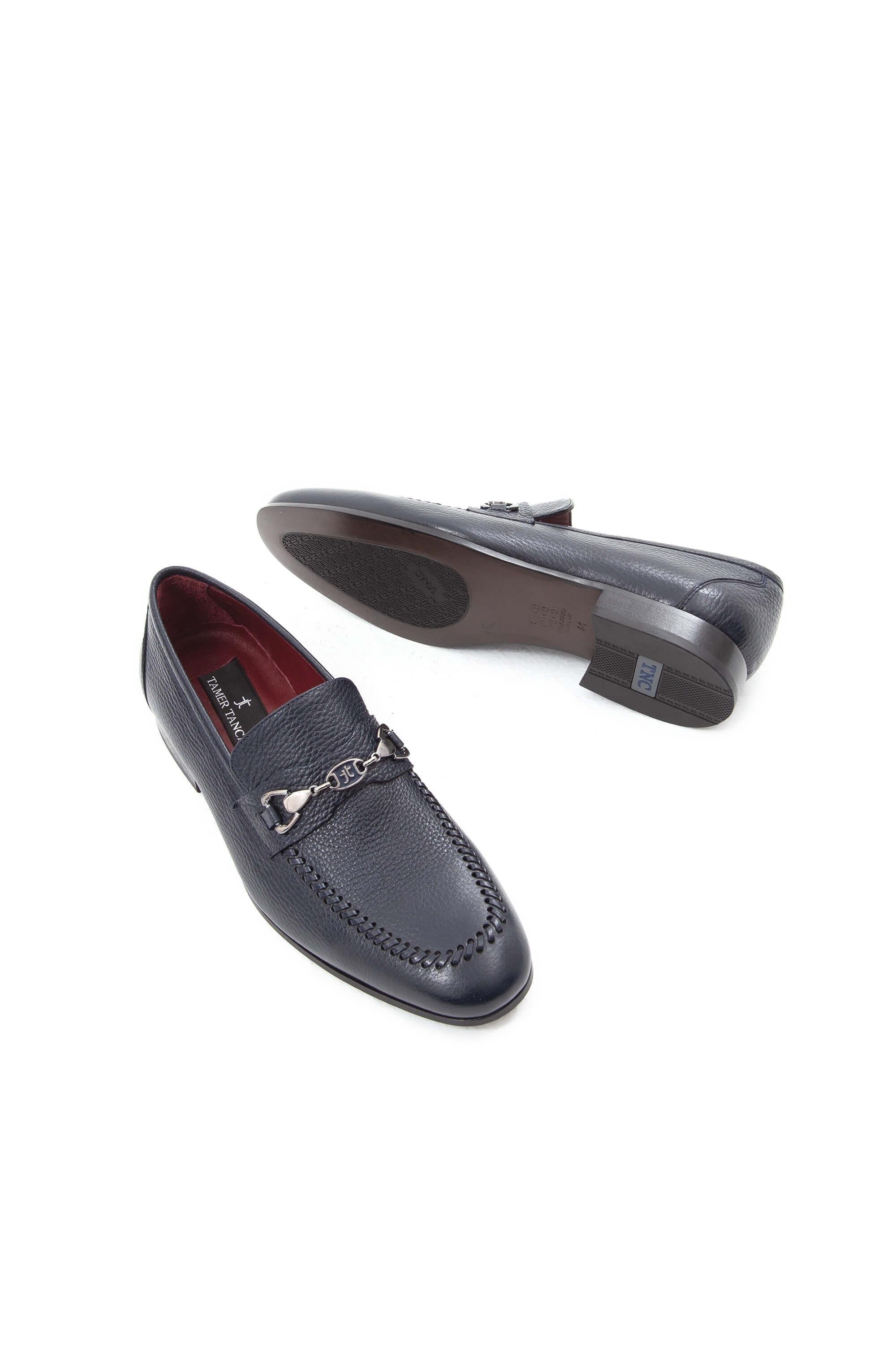 Tamer Tanca Erkek Hakiki Deri Lacivert Makosen Ayakkabı