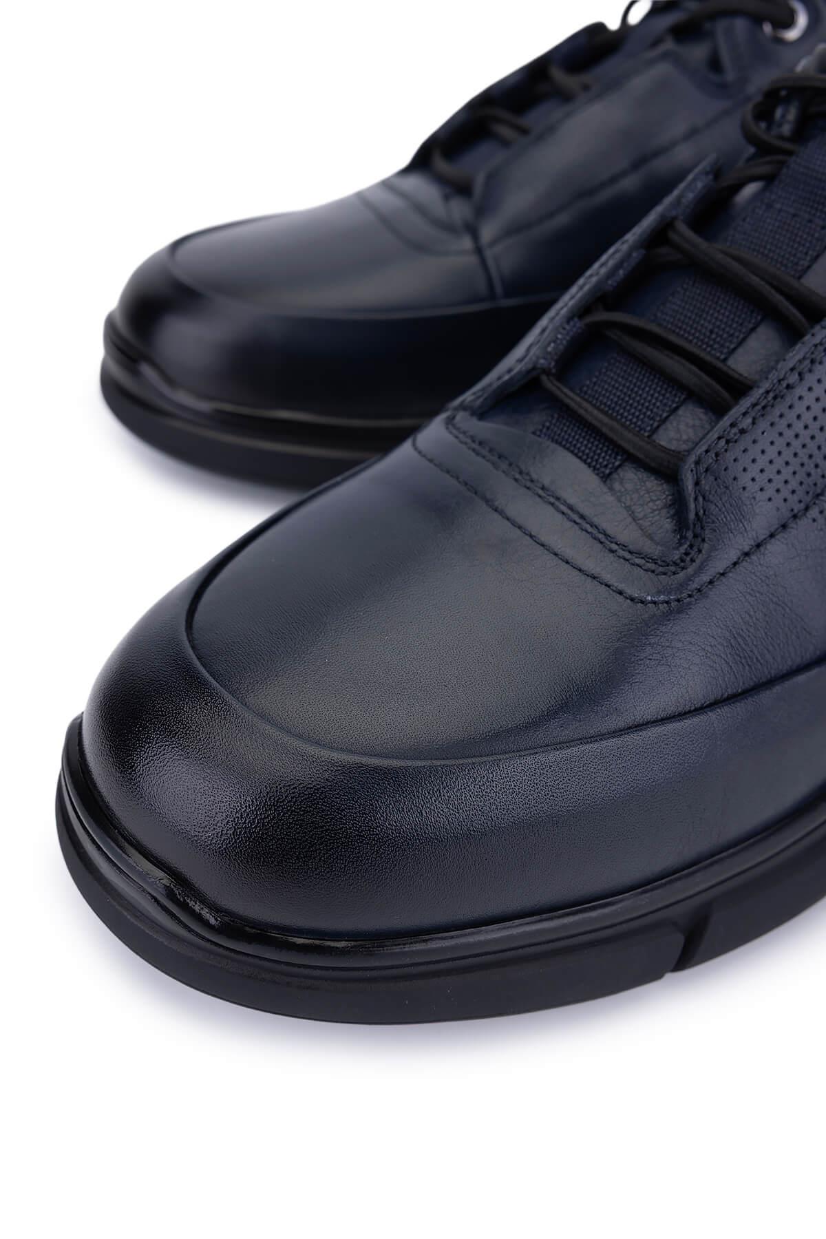 Tamer Tanca Erkek Hakiki Deri Lacivert Casual Ayakkabı