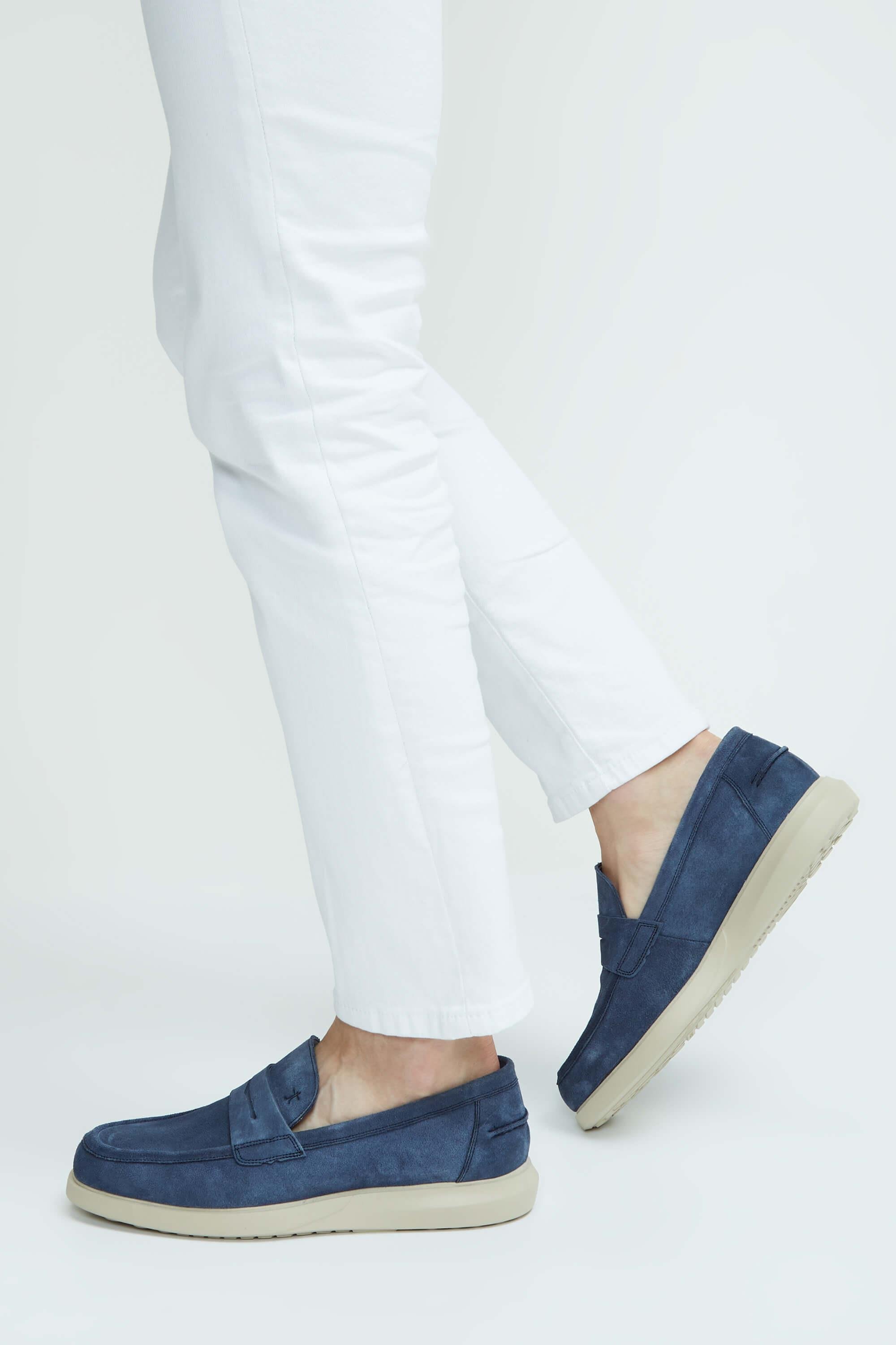 Tamer Tanca Erkek Hakiki Deri Lacivert Süet Loafer Ayakkabı