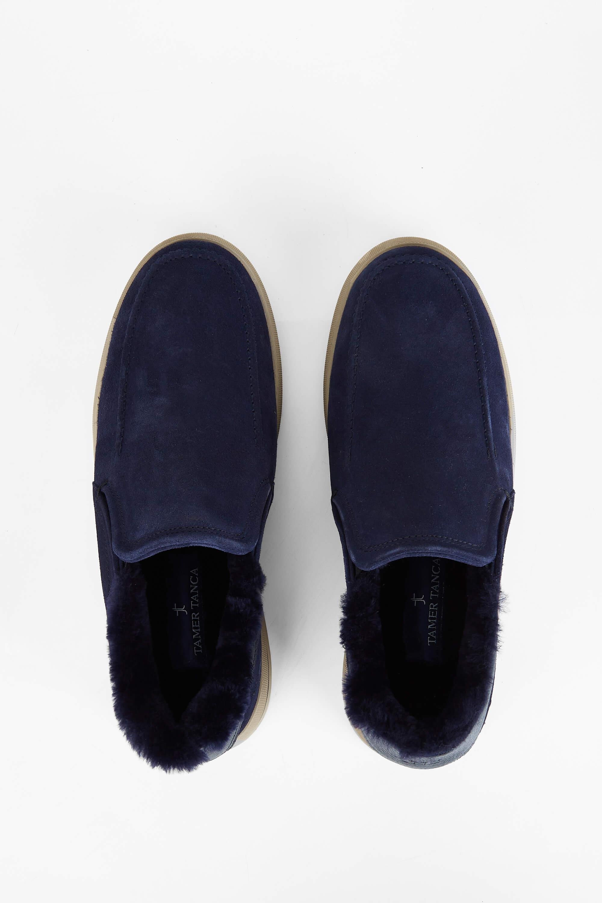 Tamer Tanca Erkek Hakiki Deri Lacivert Süet Casual Ayakkabı