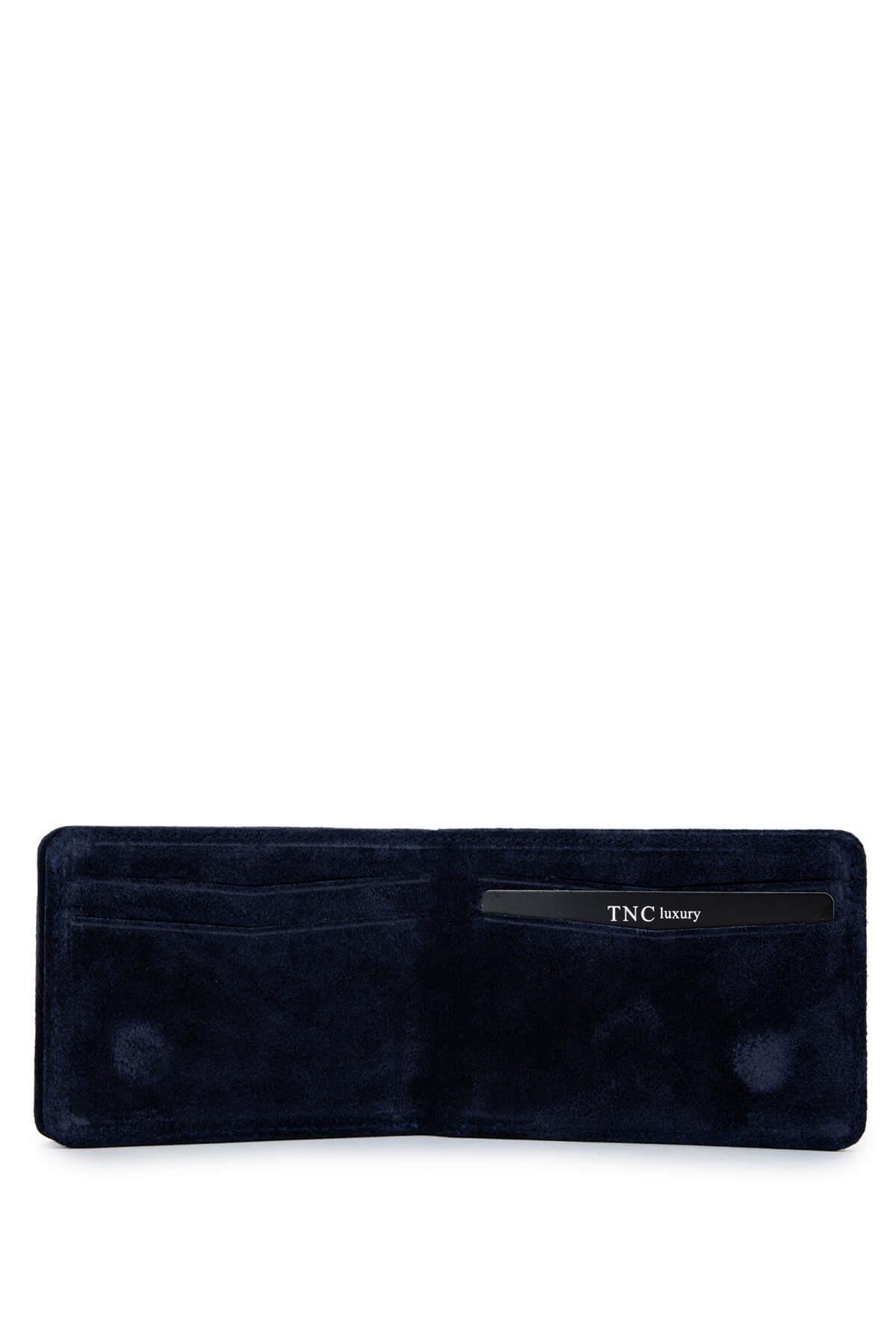 Tamer Tanca Erkek Hakiki Deri Lacivert Nubuk Cüzdan Cuzdan