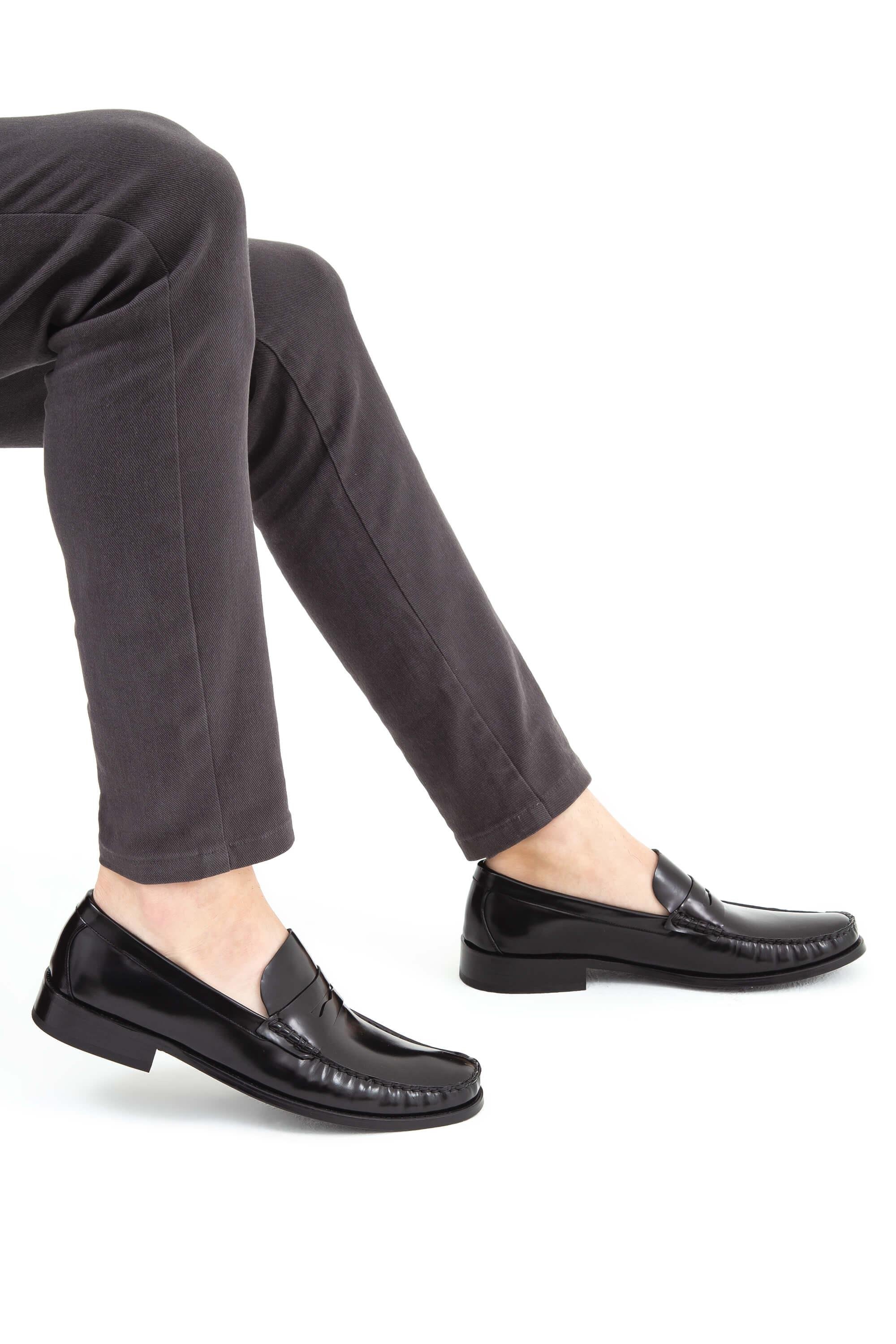 Tamer Tanca Erkek Hakiki Deri Siyah Açma Makosen Ayakkabı