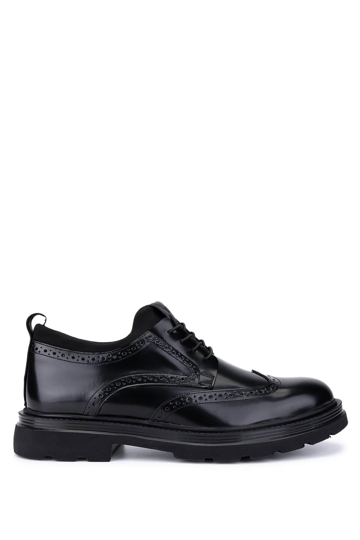 Tamer Tanca Erkek Hakiki Deri Siyah Açma Casual Ayakkabı