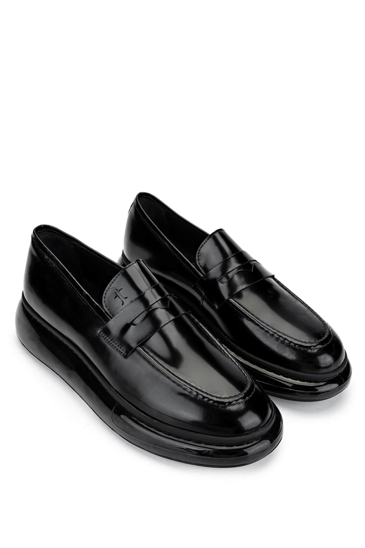 Tamer Tanca Erkek Hakiki Deri Siyah Açma Loafer Ayakkabı