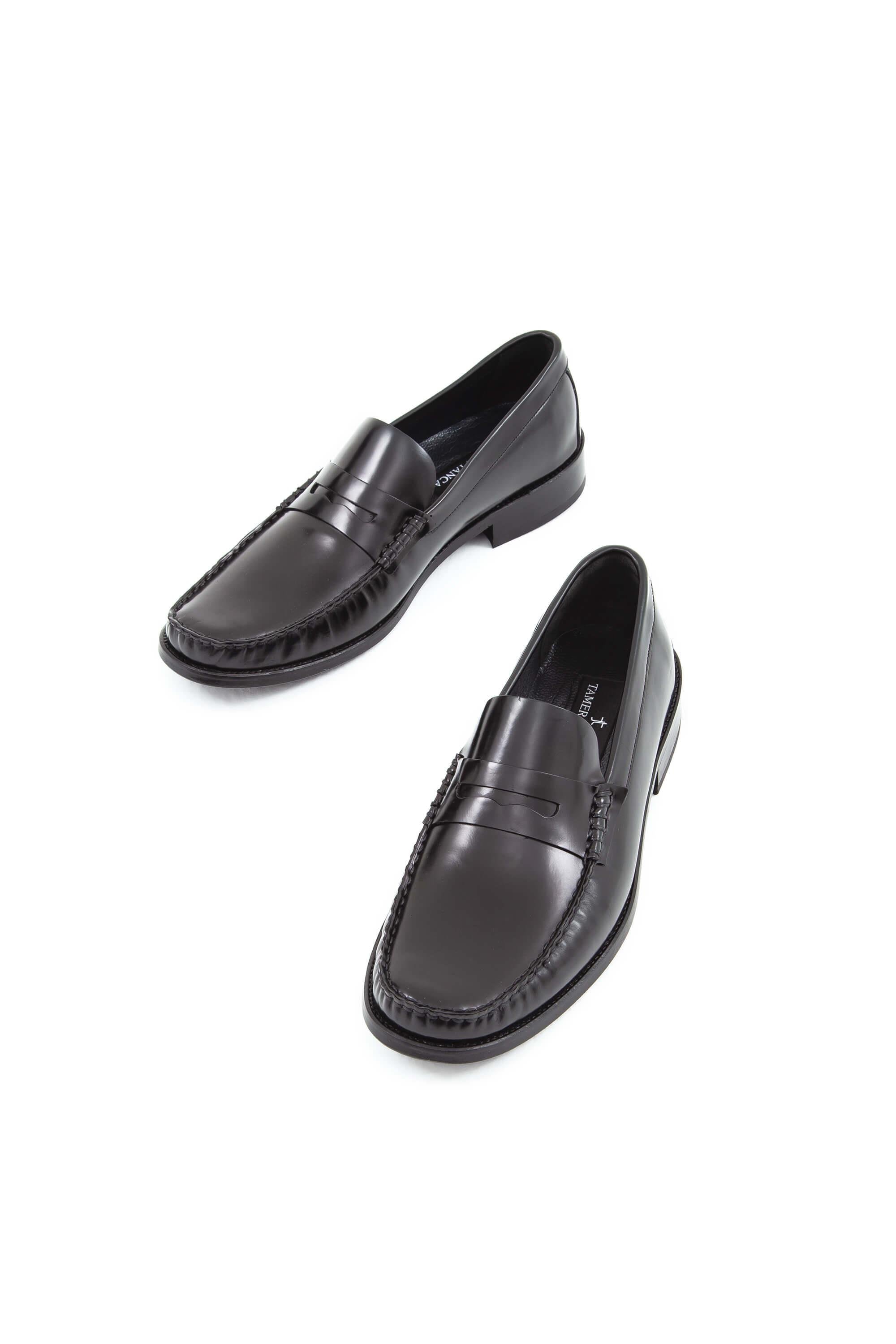 Tamer Tanca Erkek Hakiki Deri Siyah Açma Makosen Ayakkabı
