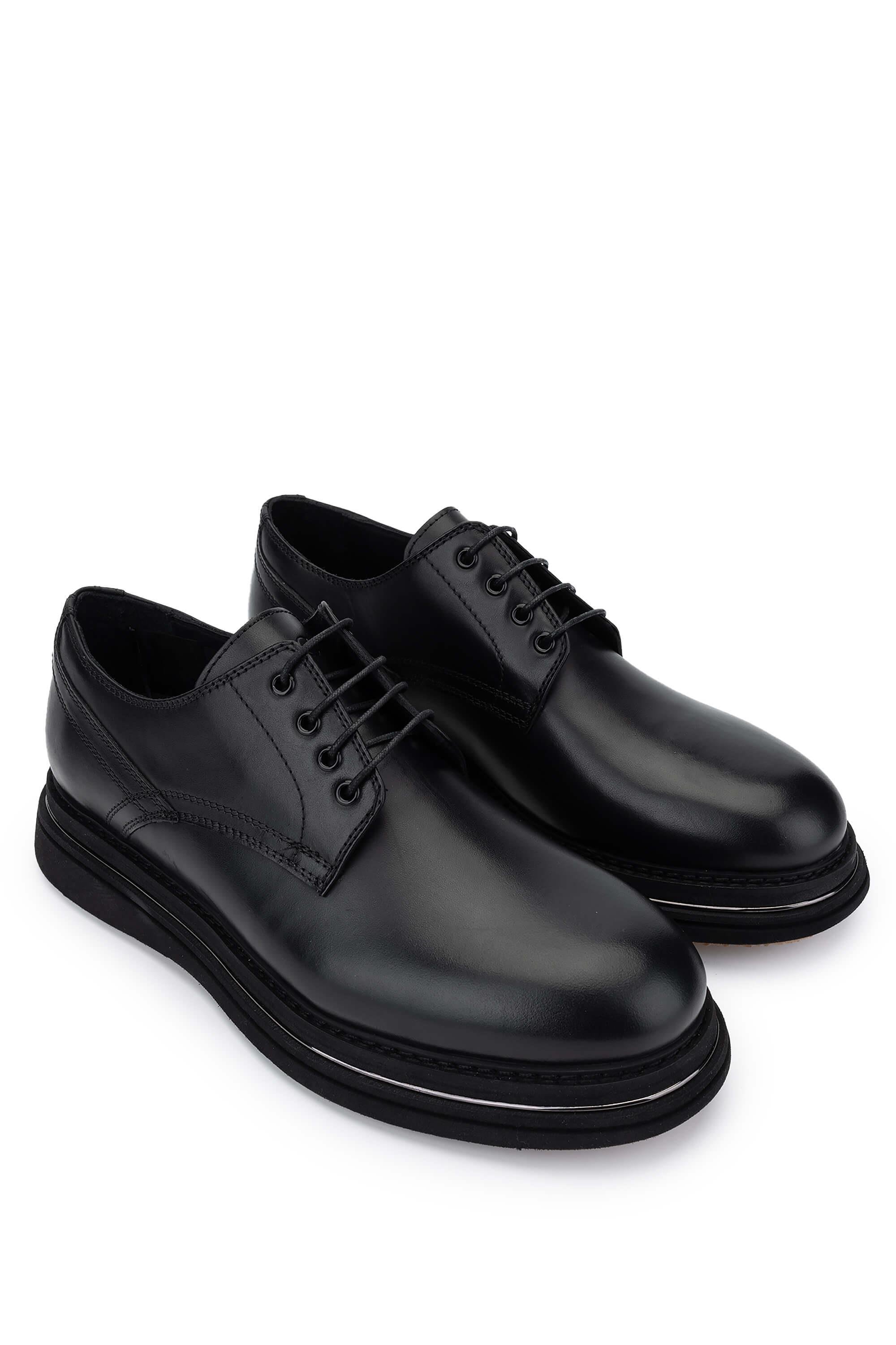 Tamer Tanca Erkek Hakiki Deri Siyah Analin Casual Ayakkabı