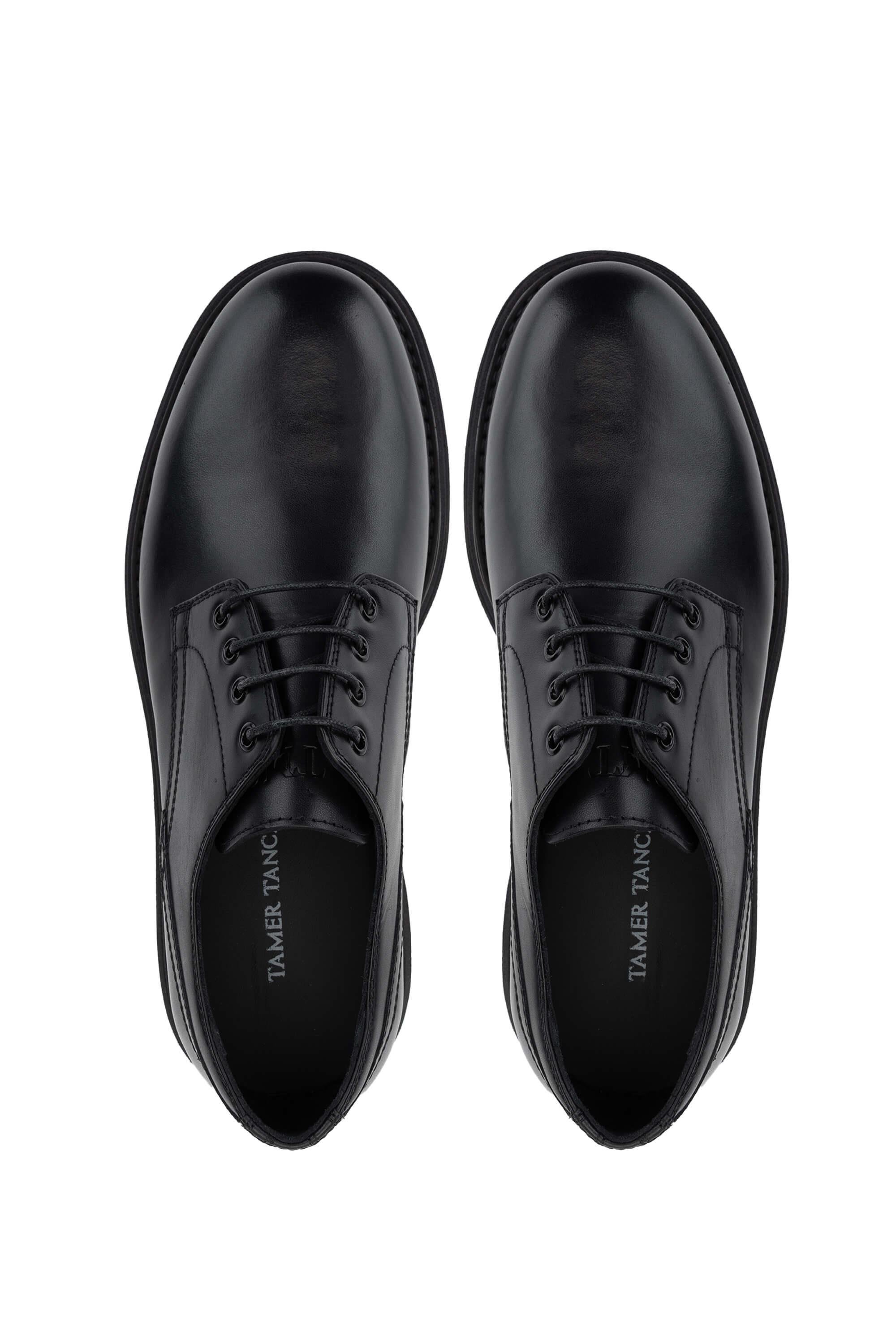 Tamer Tanca Erkek Hakiki Deri Siyah Analin Casual Ayakkabı