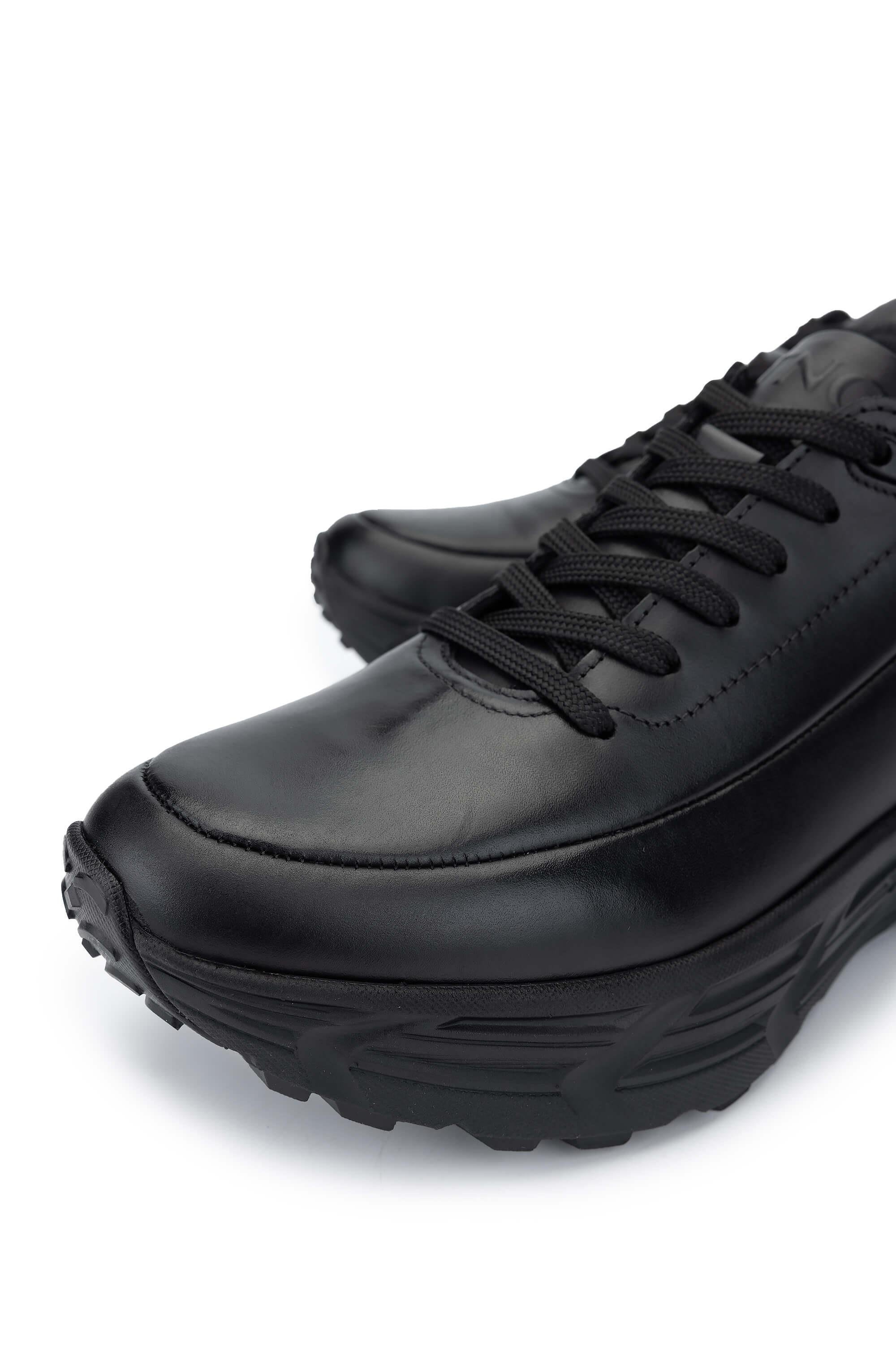 Tamer Tanca Erkek Hakiki Deri Siyah Antik Sneakers & Spor Ayakkabı