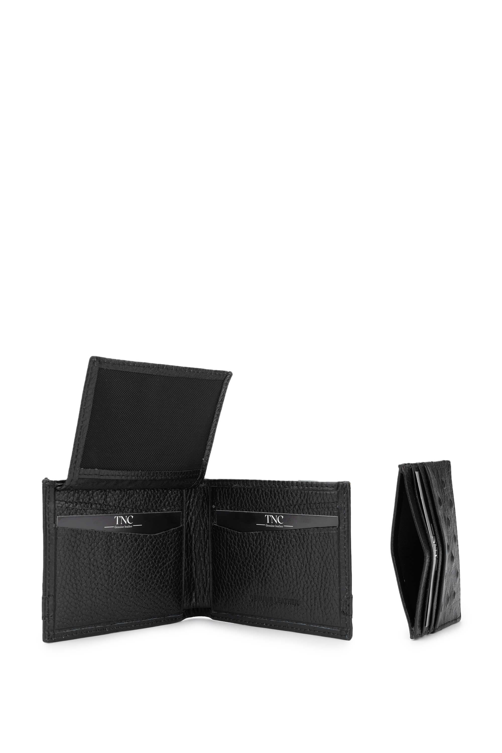 Tamer Tanca Erkek Hakiki Deri Siyah Baskı Set Kutusu