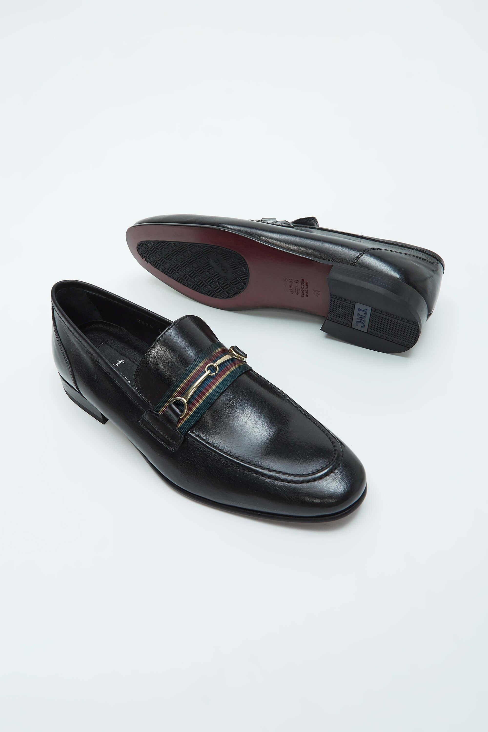 Tamer Tanca Erkek Hakiki Deri Siyah Bufalo Klasik Ayakkabı