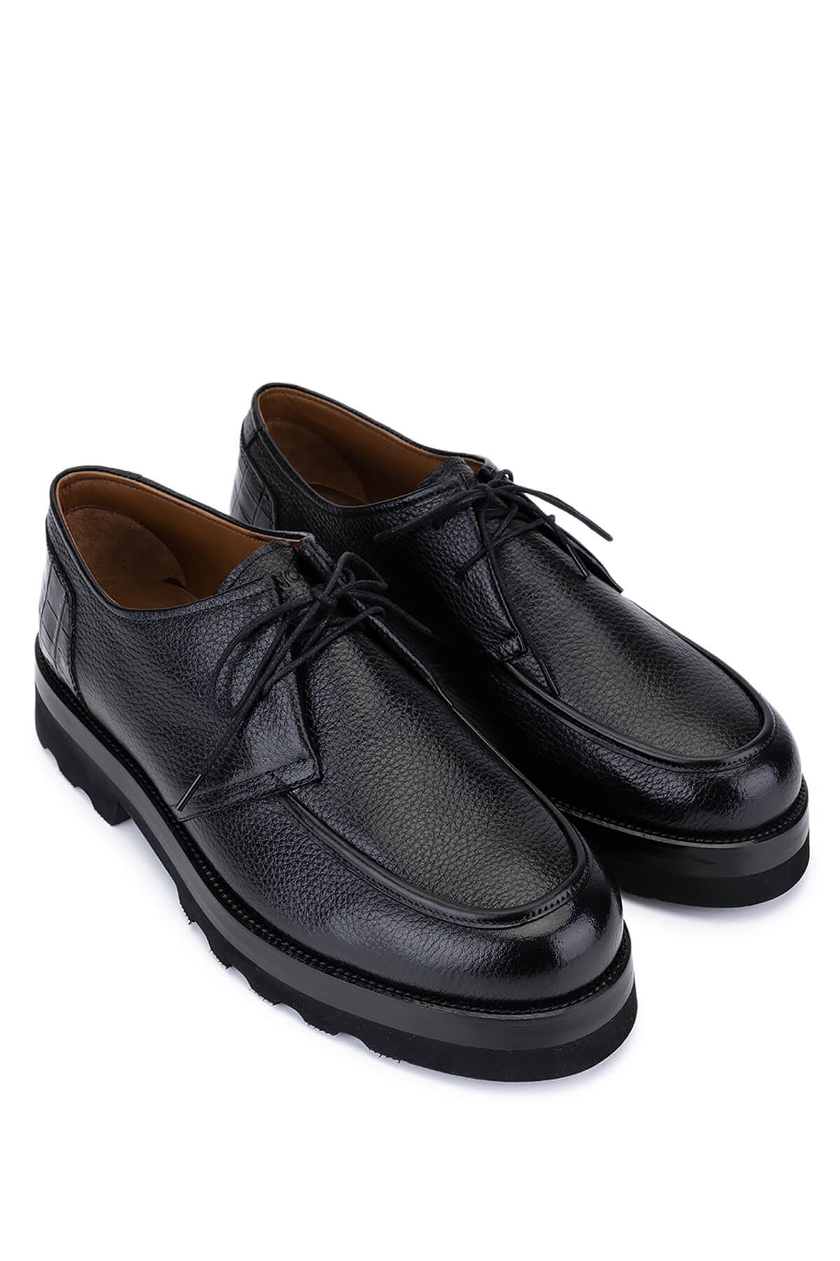 Tamer Tanca Erkek Hakiki Deri Siyah Casual Ayakkabı