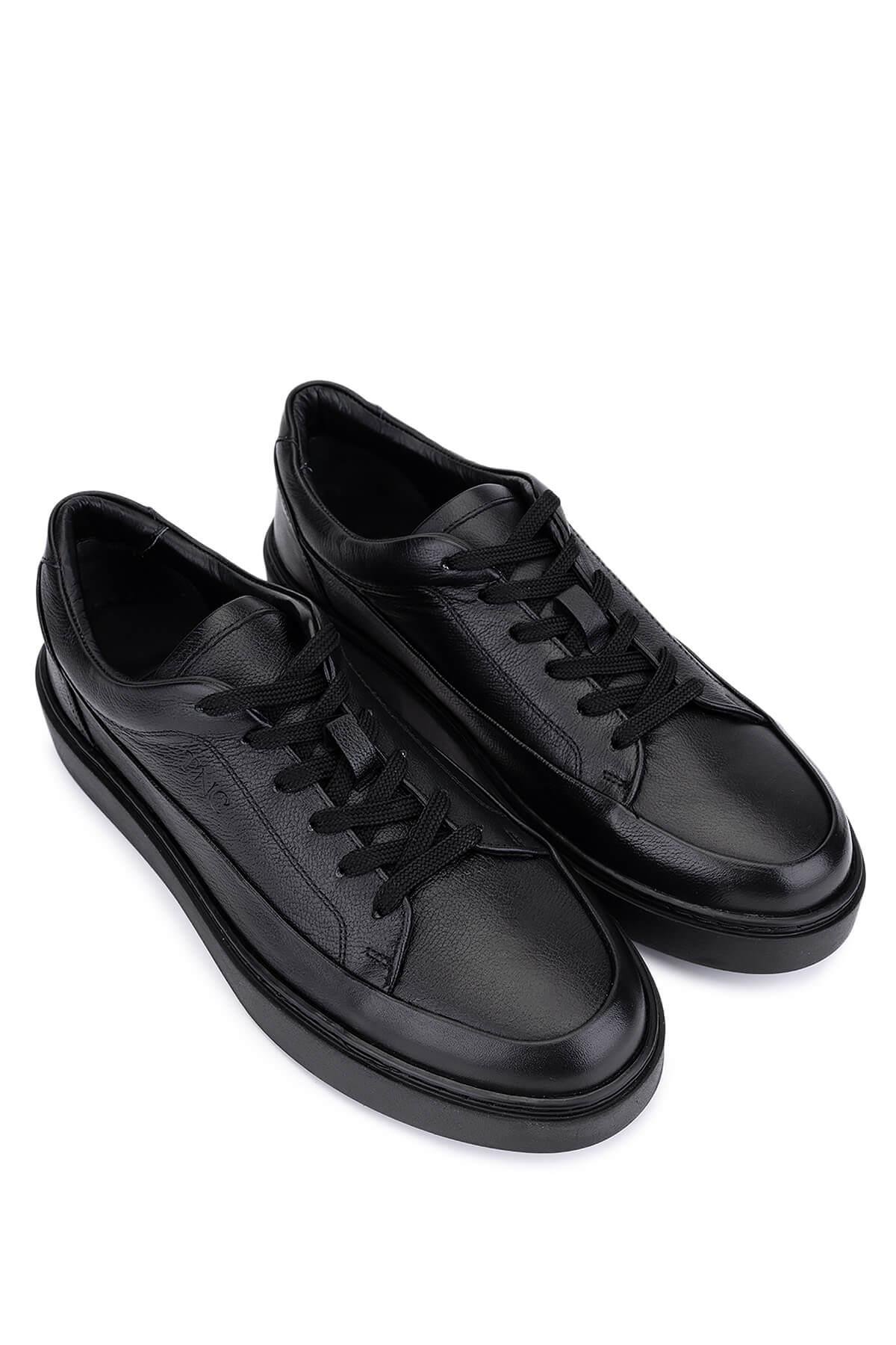 Tamer Tanca Erkek Hakiki Deri Siyah Casual Ayakkabı