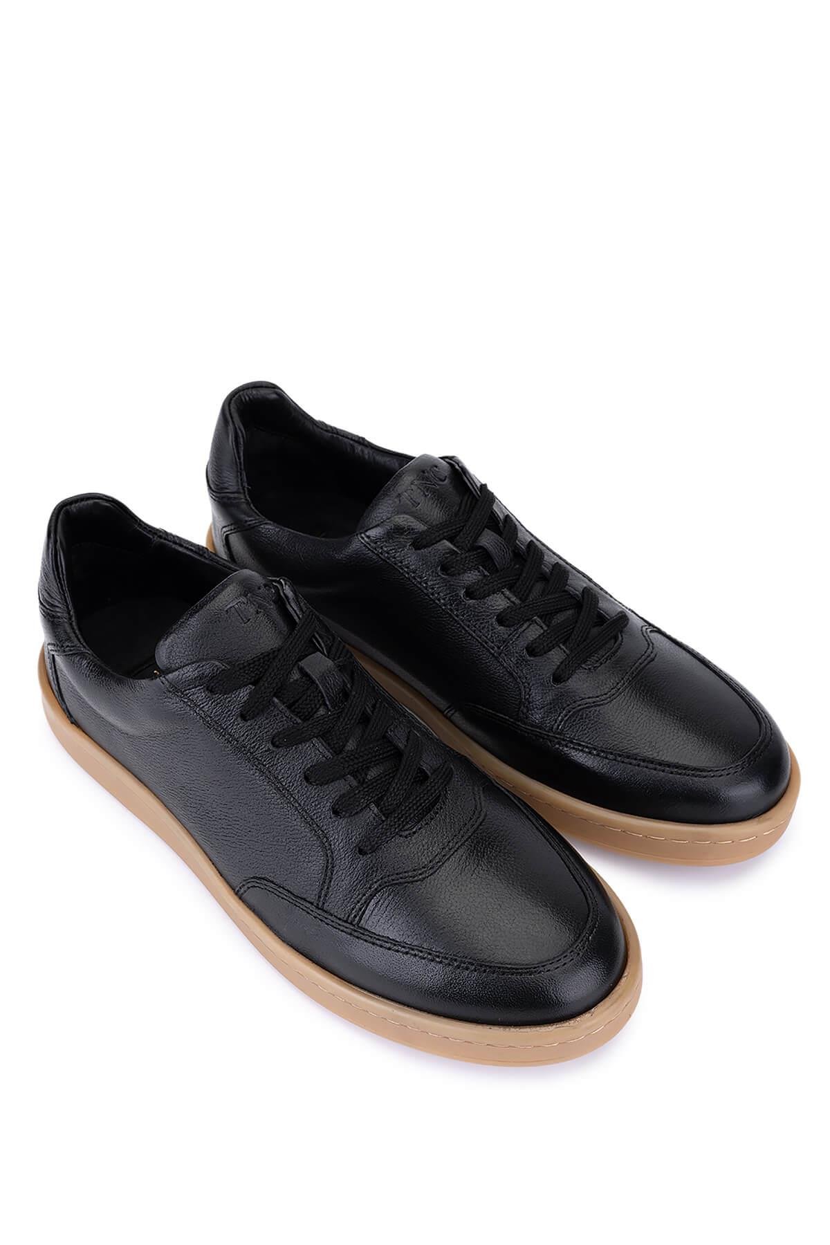Tamer Tanca Erkek Hakiki Deri Siyah Casual Ayakkabı