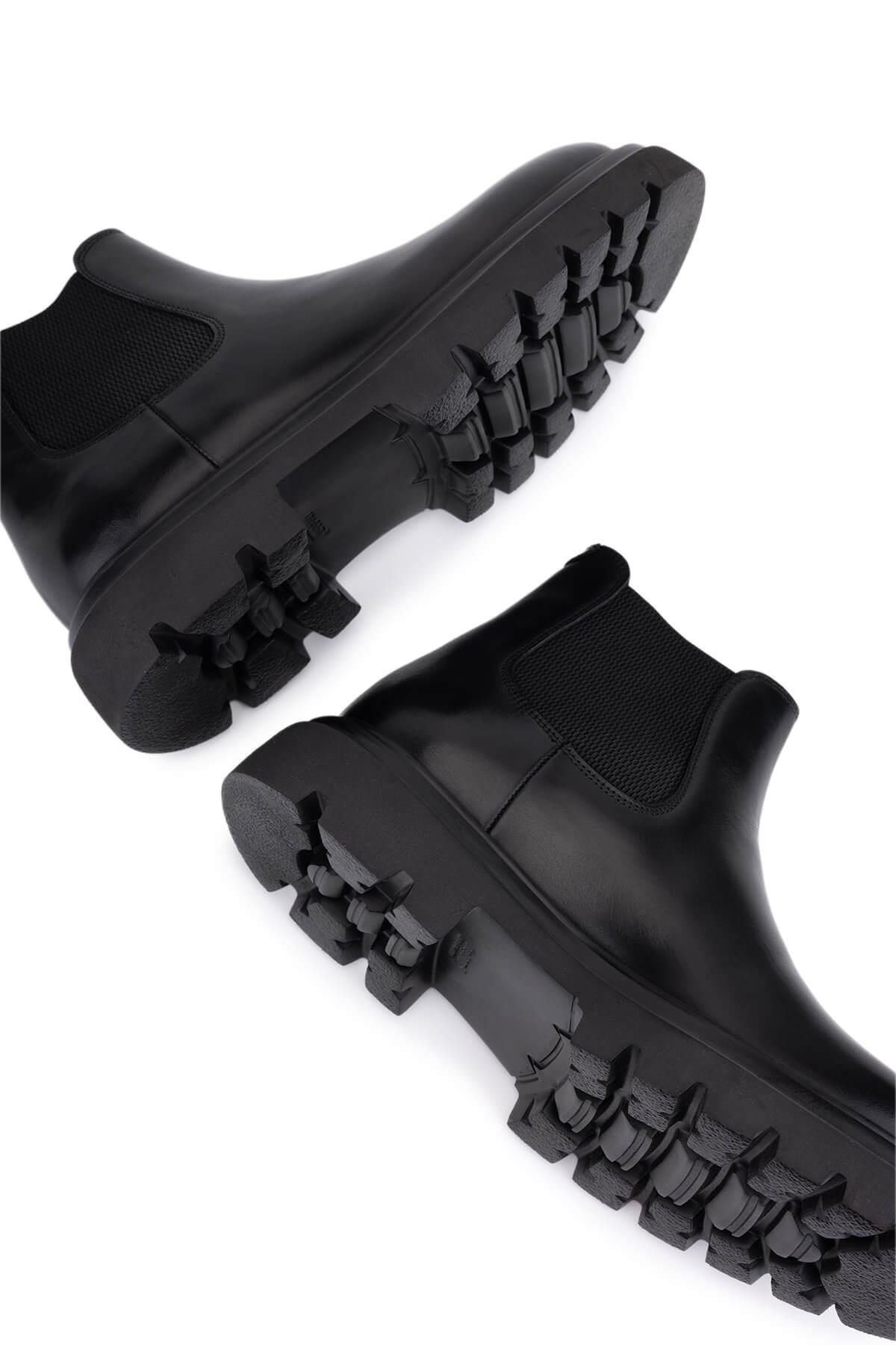 Tamer Tanca Erkek Hakiki Deri Siyah Casual Bot