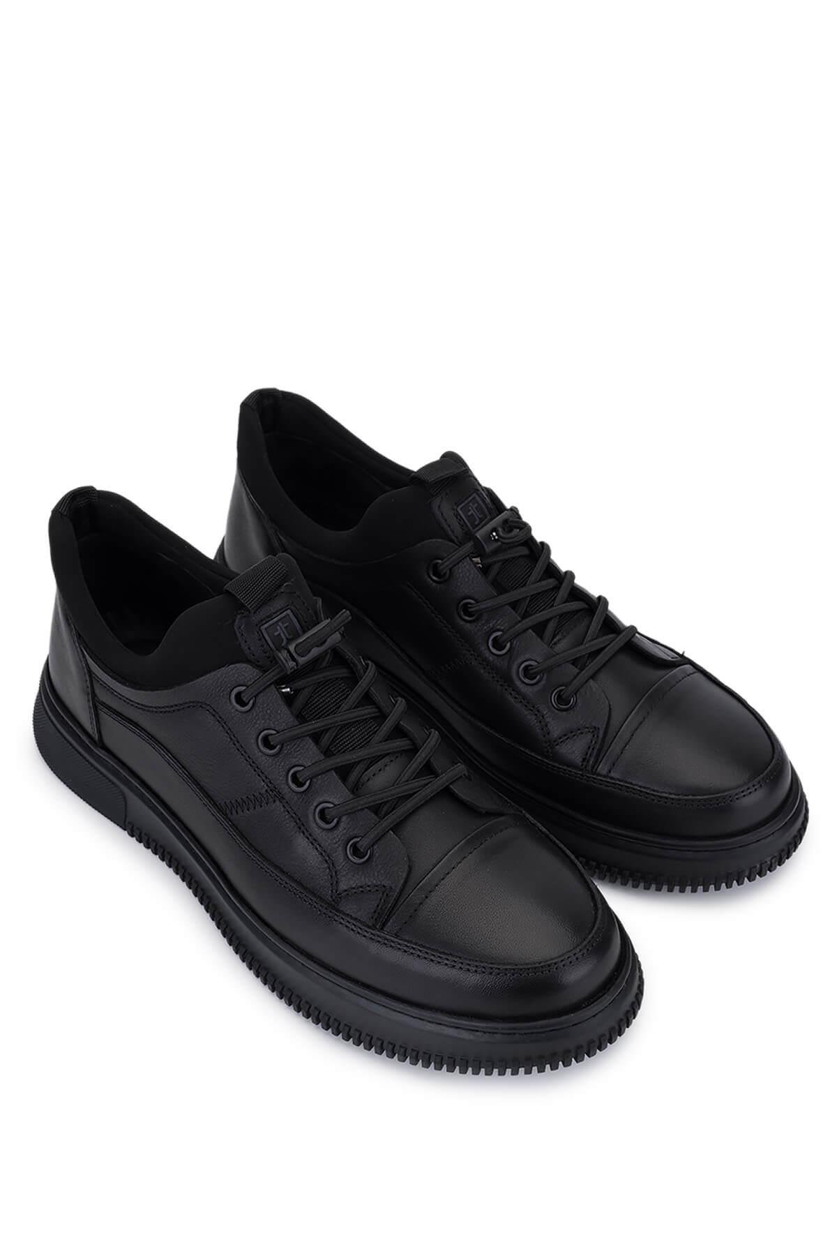 Tamer Tanca Erkek Hakiki Deri Siyah Casual Ayakkabı