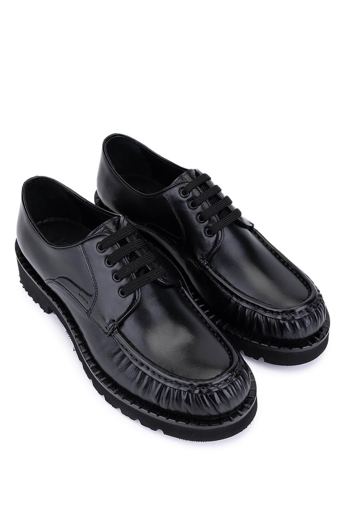 Tamer Tanca Erkek Hakiki Deri Siyah Casual Ayakkabı