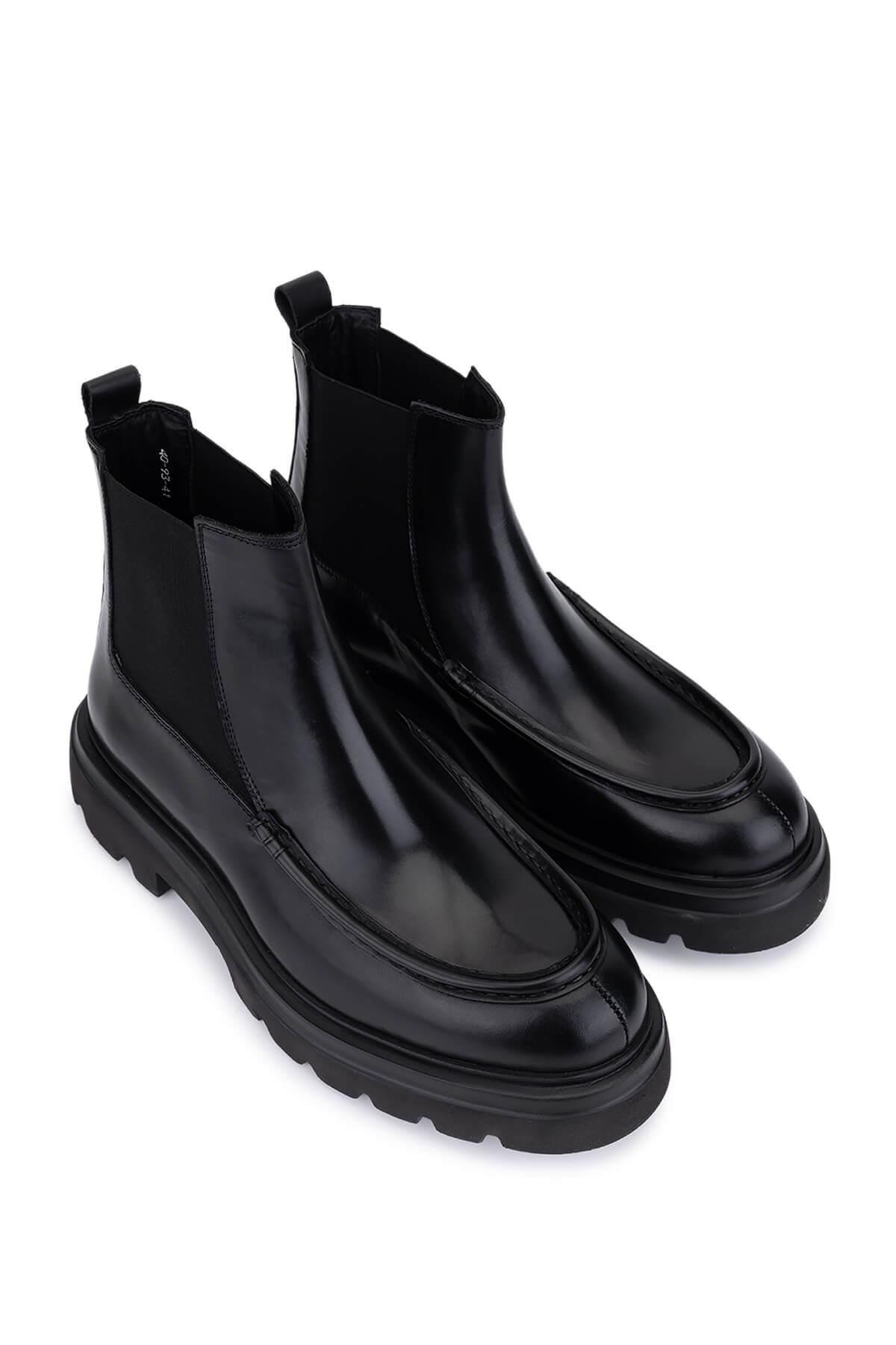 Tamer Tanca Erkek Hakiki Deri Siyah Casual Bot