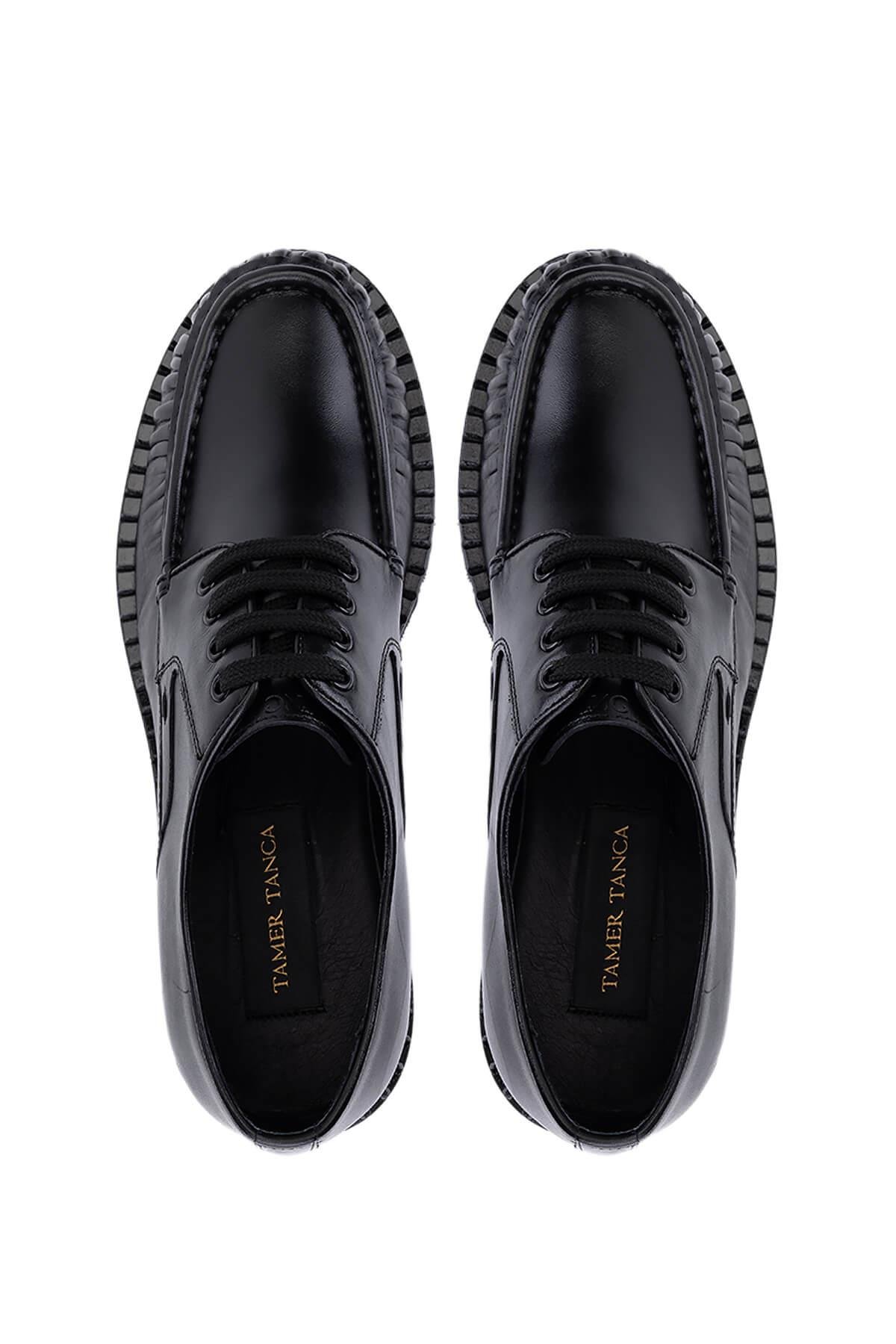 Tamer Tanca Erkek Hakiki Deri Siyah Casual Ayakkabı