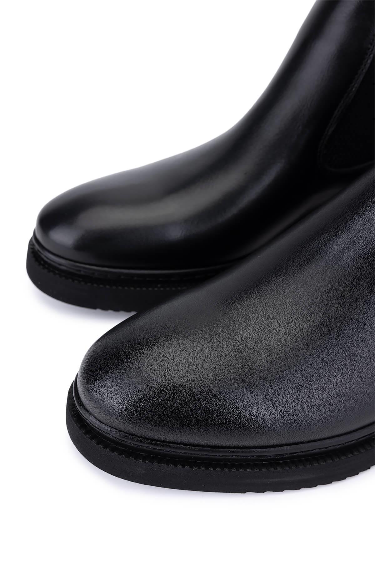 Tamer Tanca Erkek Hakiki Deri Siyah Casual Bot