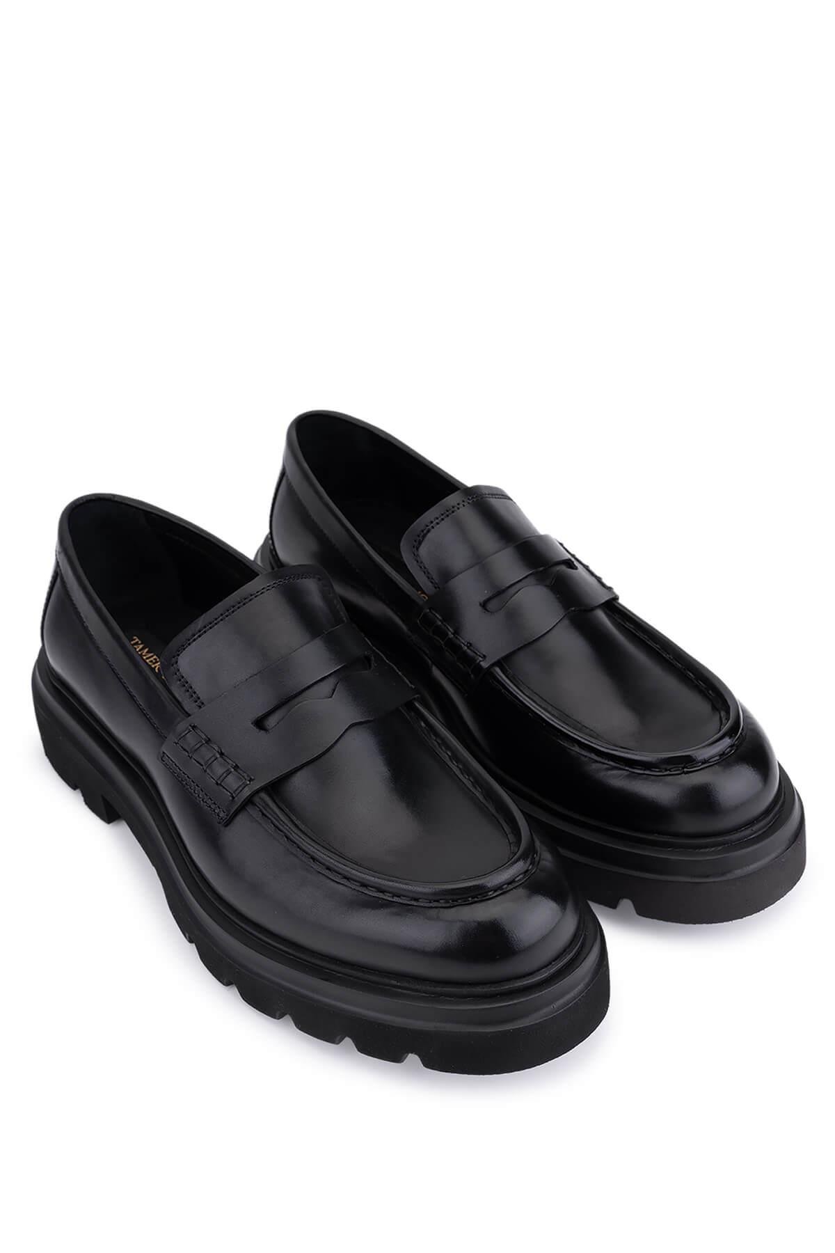 Tamer Tanca Erkek Hakiki Deri Siyah Casual Ayakkabı