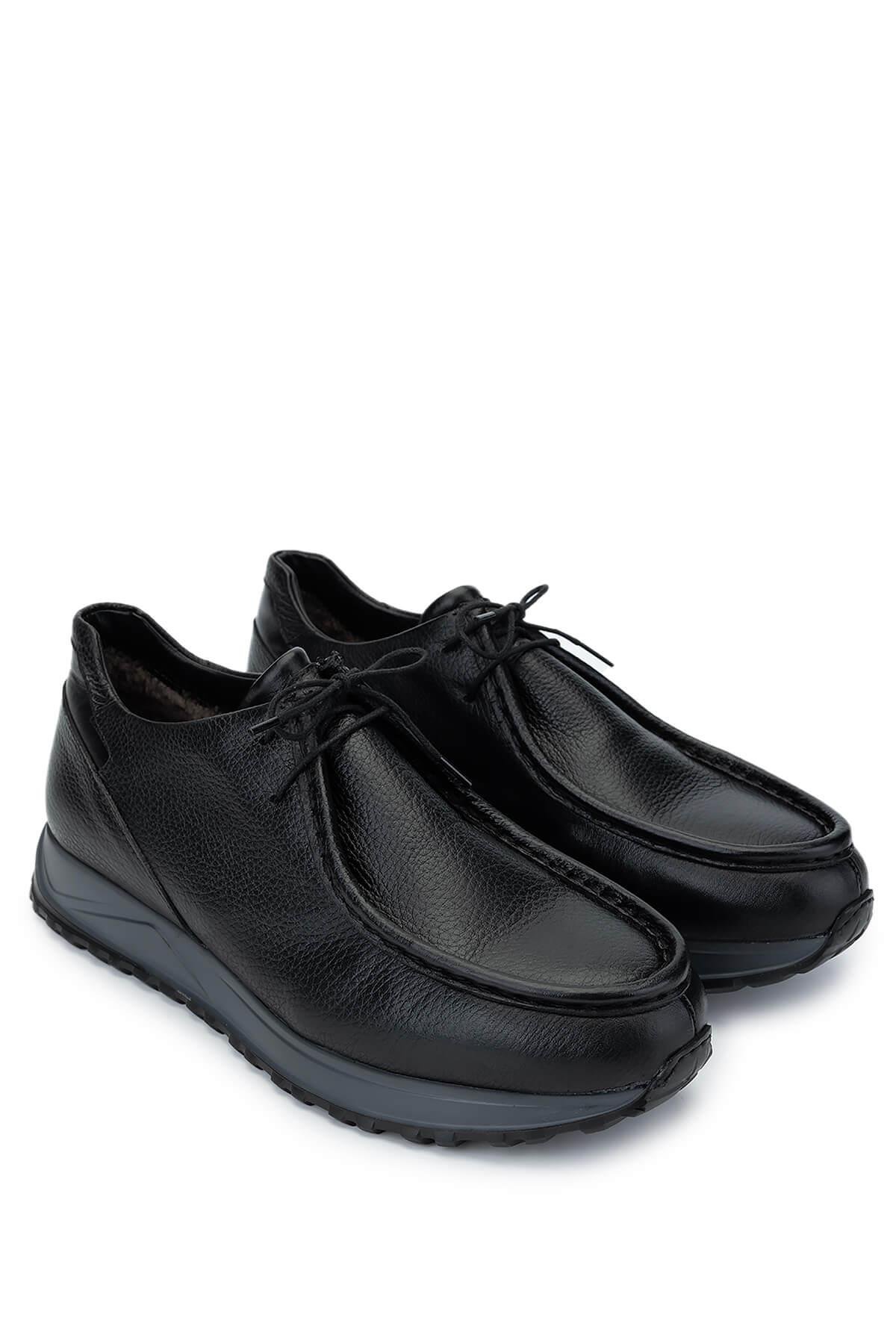 Tamer Tanca Erkek Hakiki Deri Siyah Deri Casual Ayakkabı