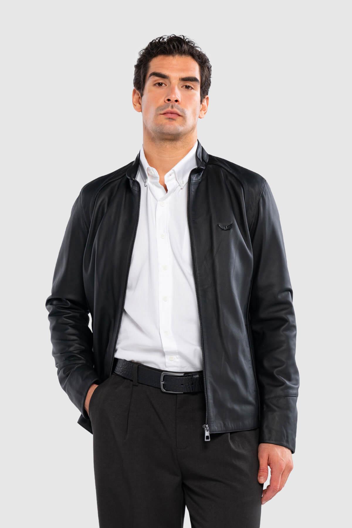 Tamer Tanca Erkek Hakiki Deri Siyah Deri Mont