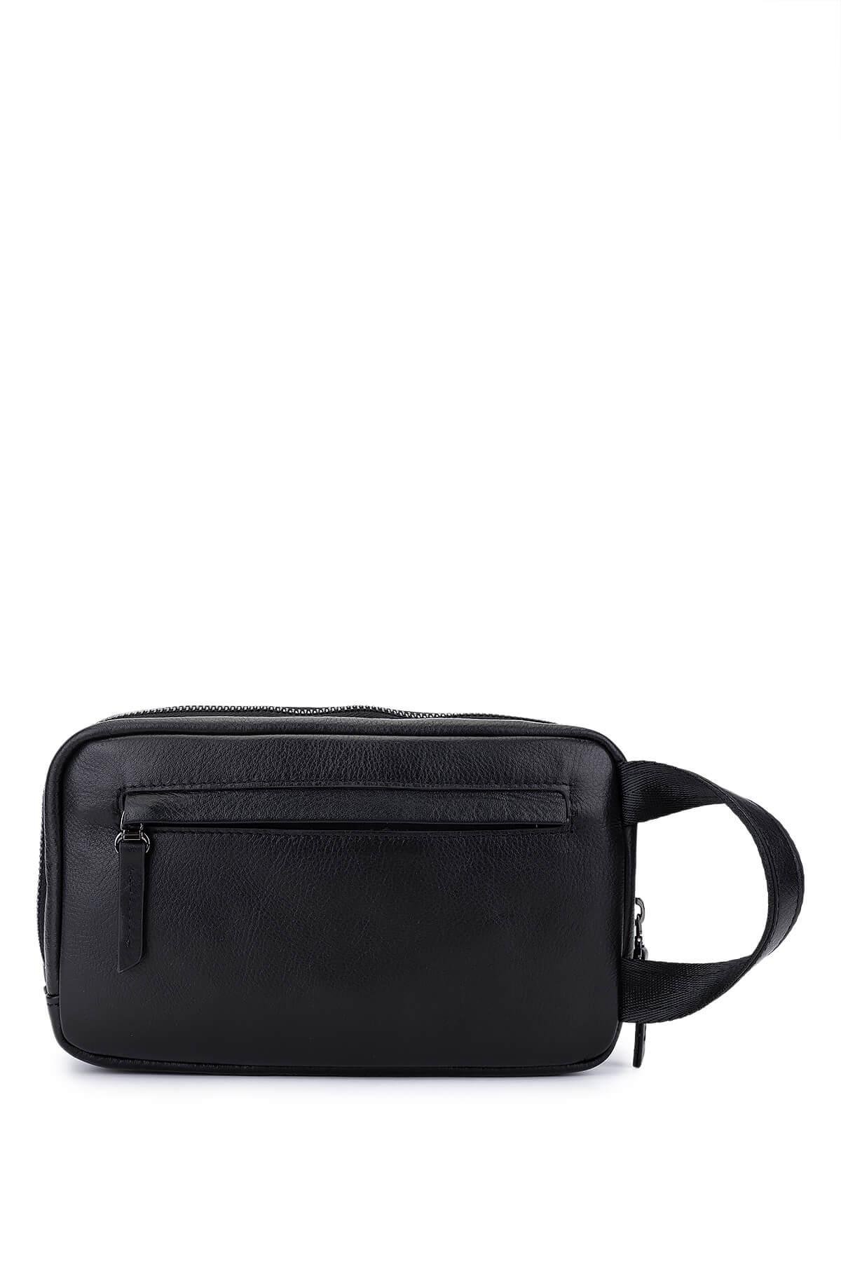 Tamer Tanca Erkek Hakiki Deri Siyah Deri El Çantası