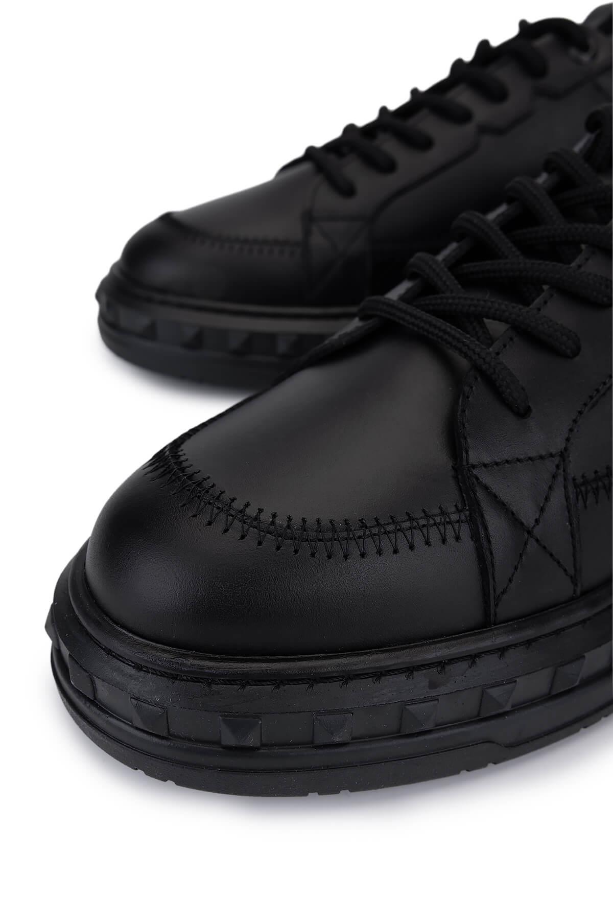 Tamer Tanca Erkek Hakiki Deri Siyah Deri Sneakers & Spor Ayakkabı