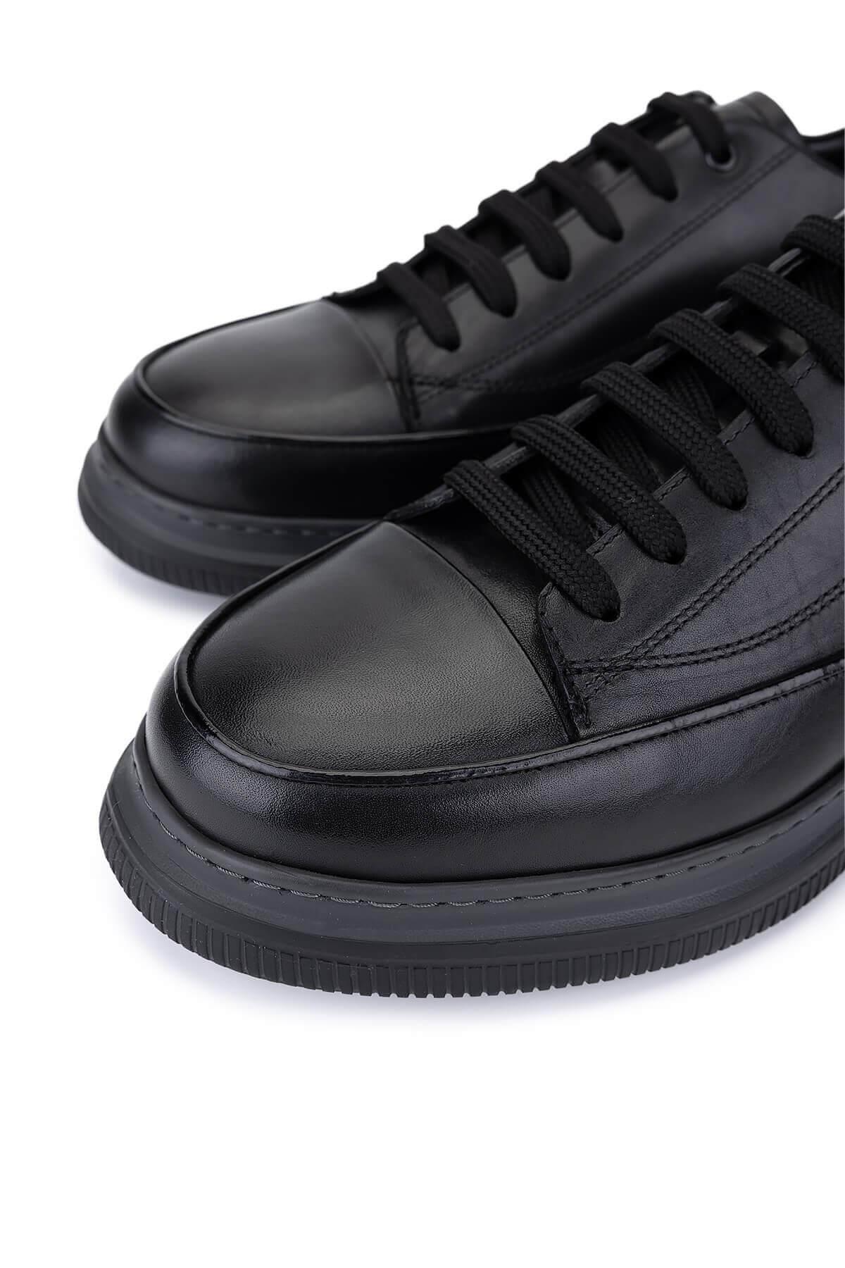 Tamer Tanca Erkek Hakiki Deri Siyah Deri Casual Ayakkabı