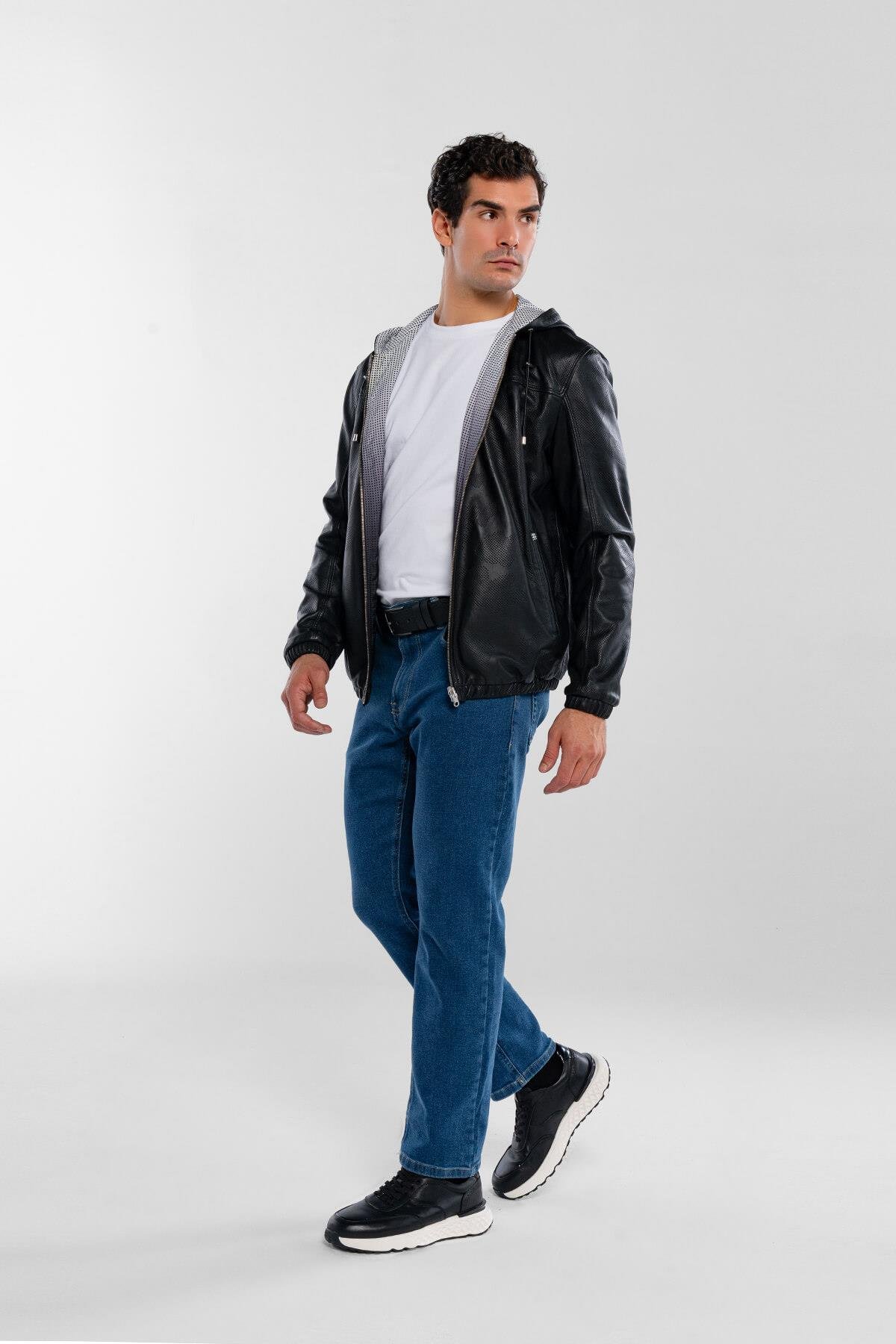 Tamer Tanca Erkek Hakiki Deri Siyah Deri Mont