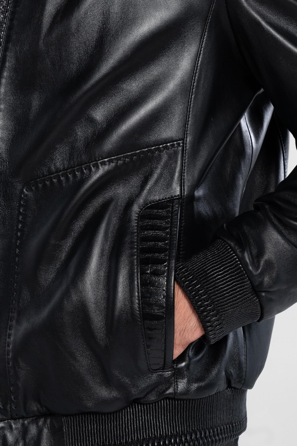 Tamer Tanca Erkek Hakiki Deri Siyah Deri Mont