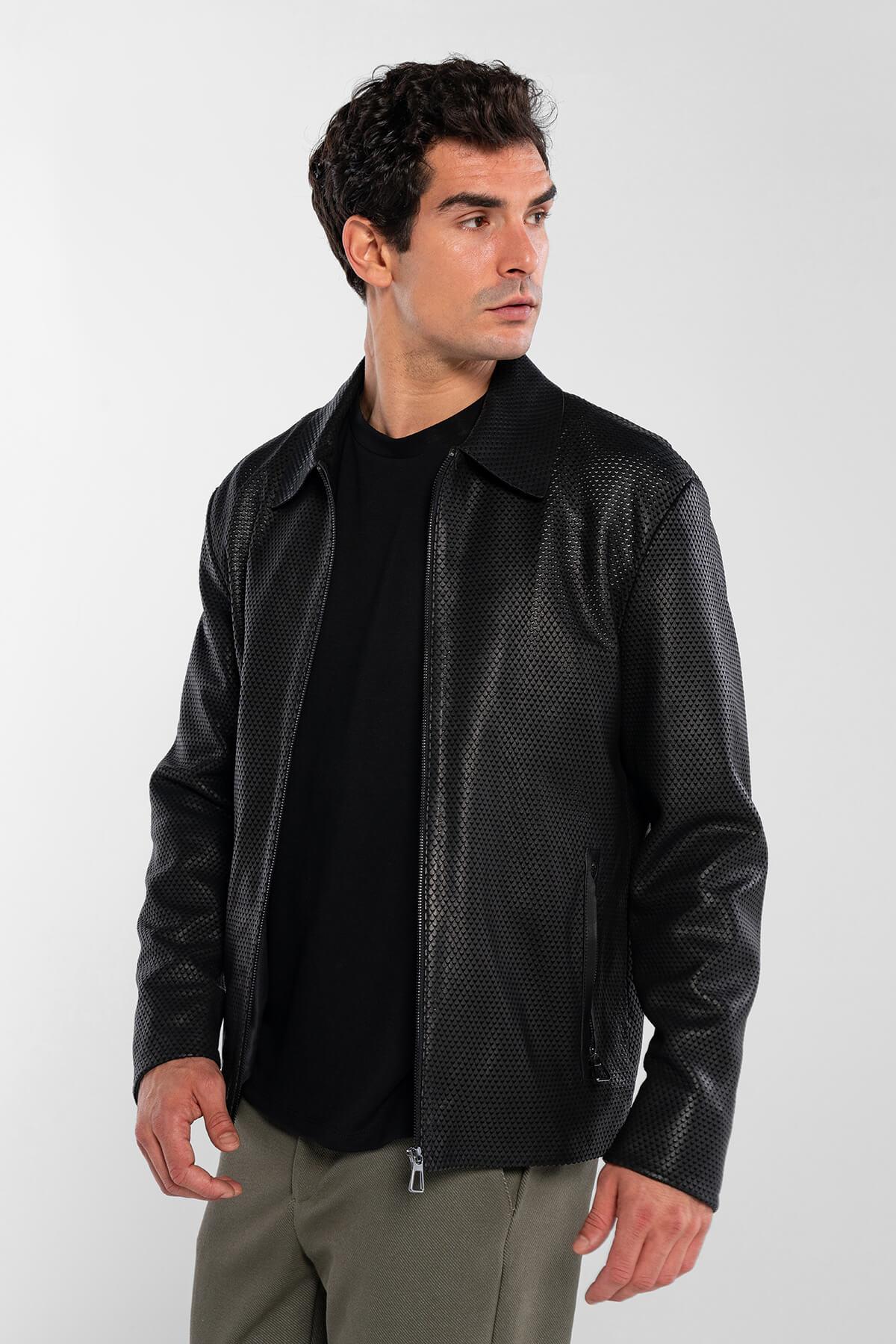 Tamer Tanca Erkek Hakiki Deri Siyah Deri Mont