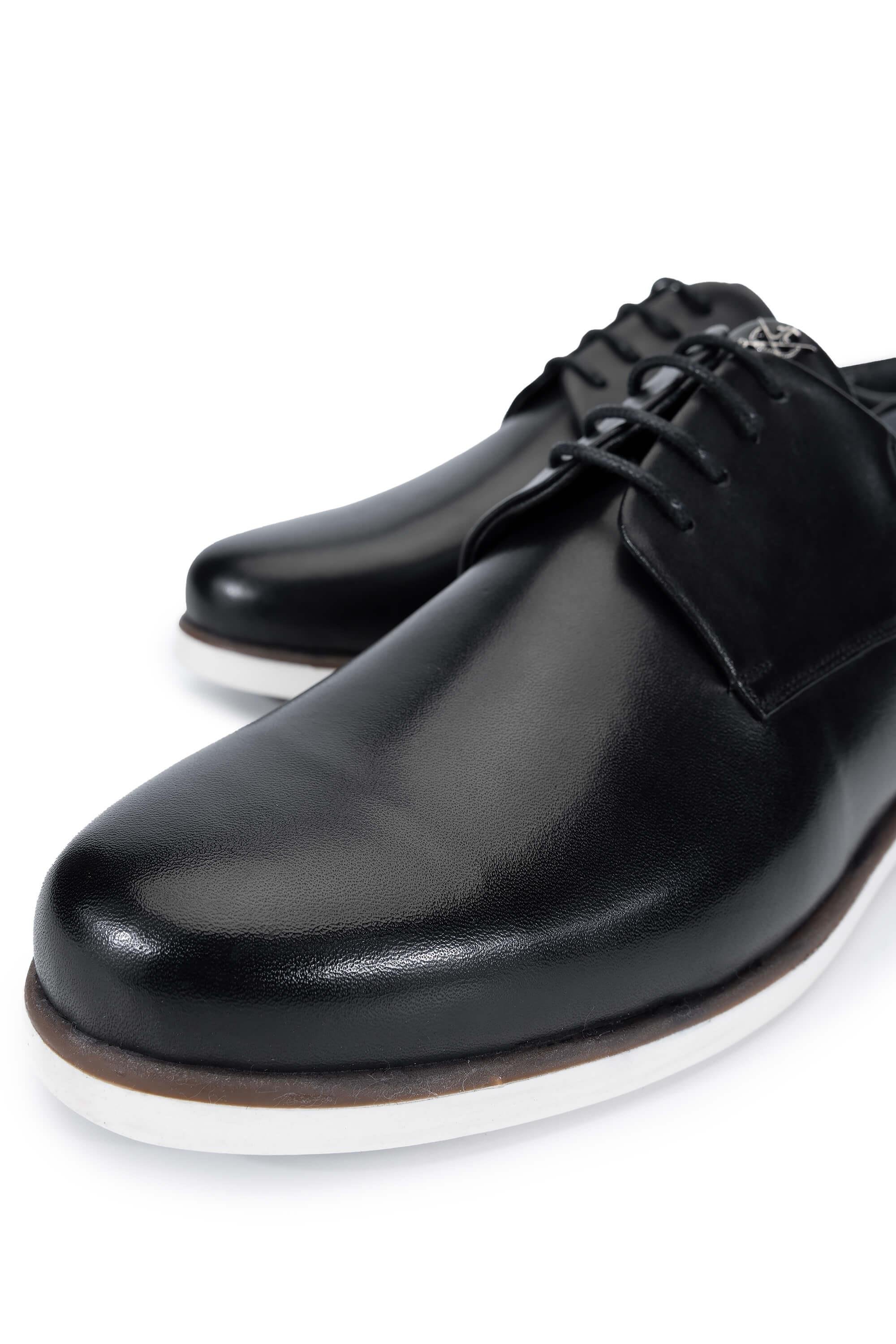 Tamer Tanca Erkek Hakiki Deri Siyah Deri Casual Ayakkabı