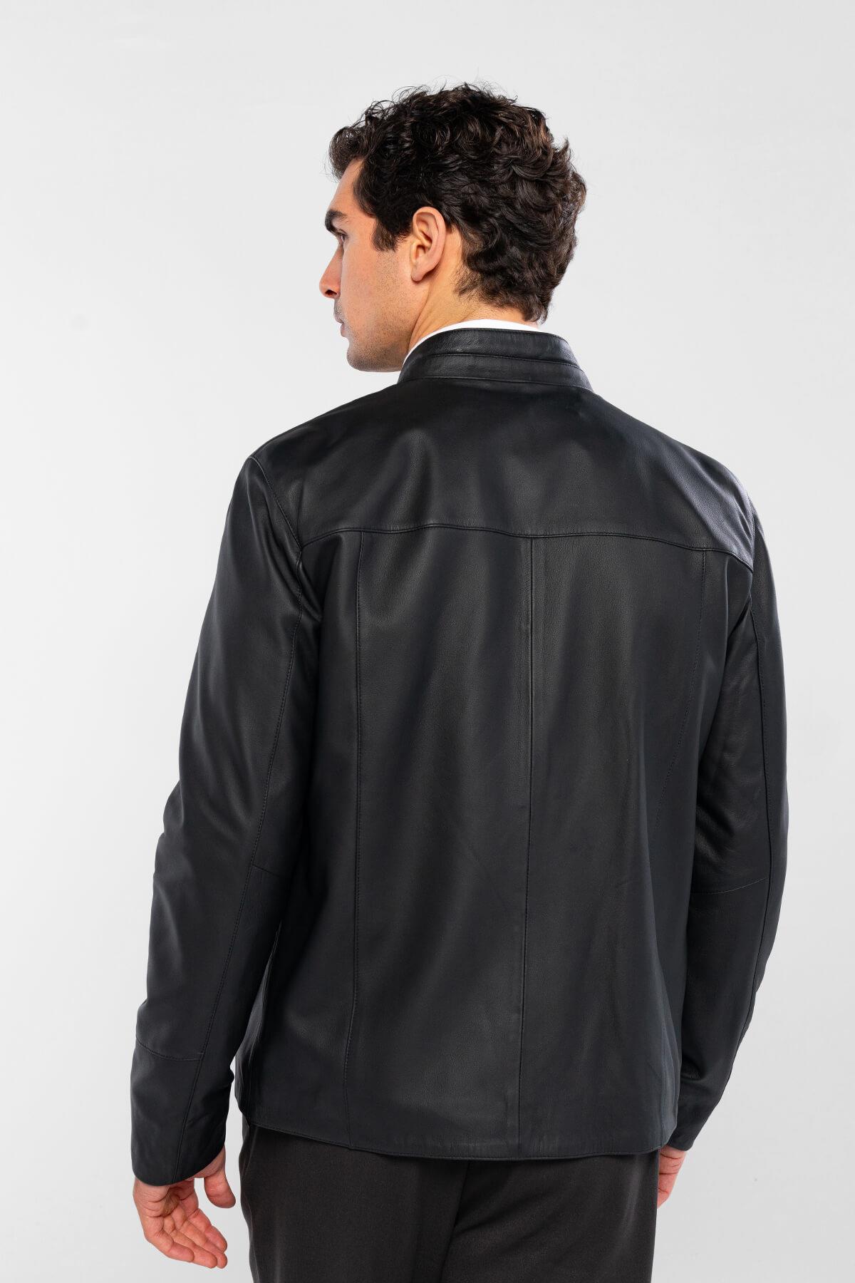 Tamer Tanca Erkek Hakiki Deri Siyah Deri Mont