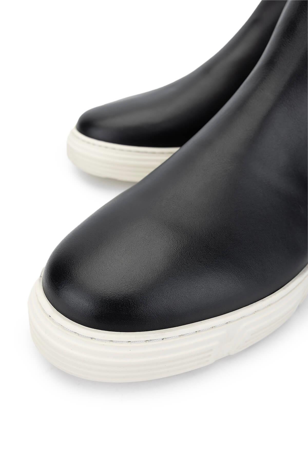 Tamer Tanca Erkek Hakiki Deri Siyah Deri Casual Bot