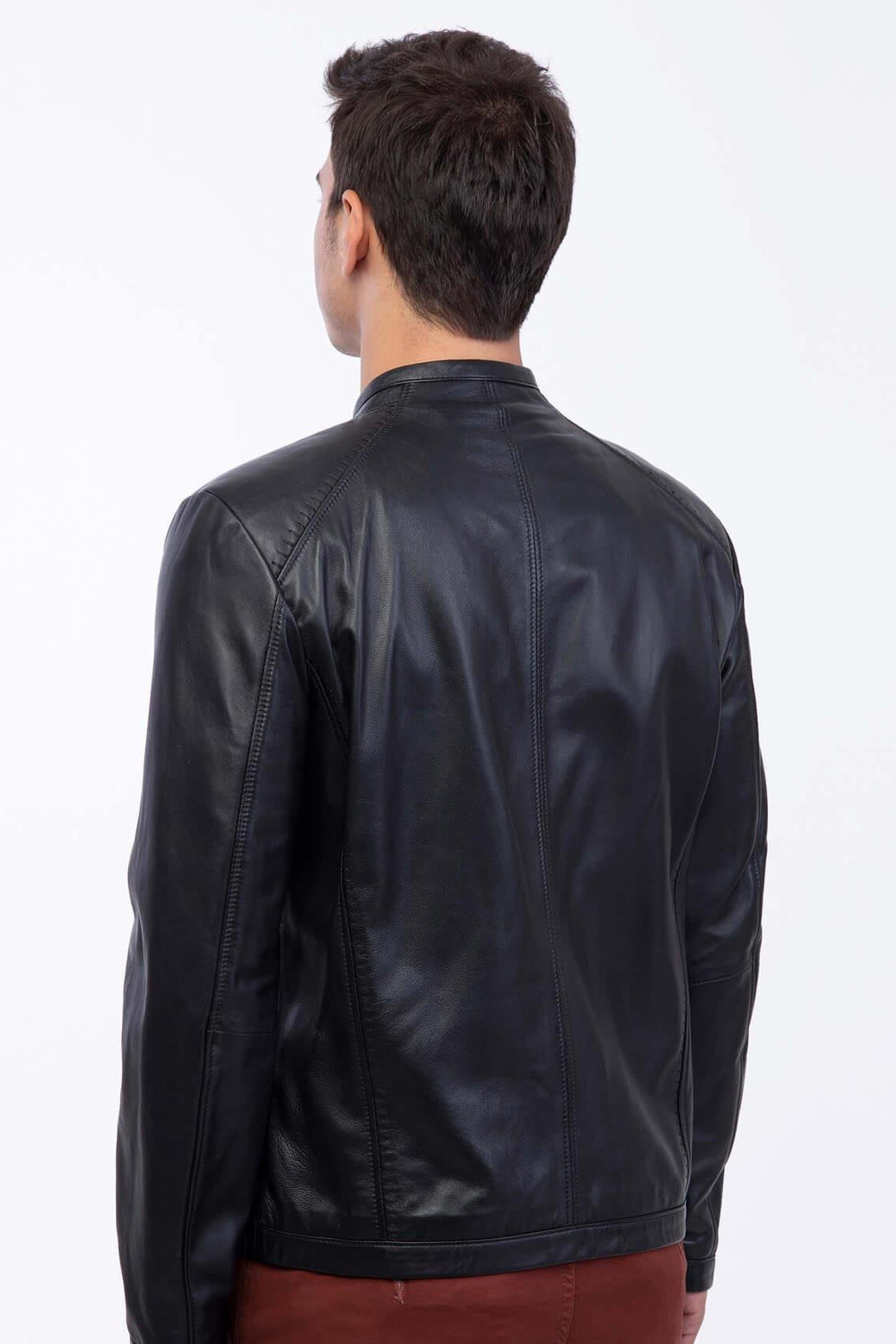 Tamer Tanca Erkek Hakiki Deri Siyah Deri Mont