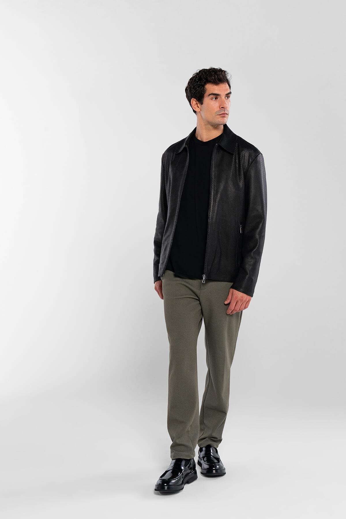 Tamer Tanca Erkek Hakiki Deri Siyah Deri Mont